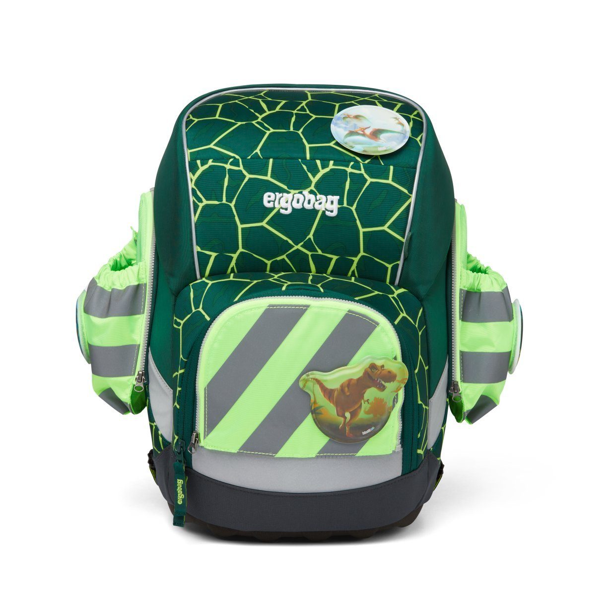 mit grün ergobag Schulranzen Reflektorstreifen Seitentaschen ergobag