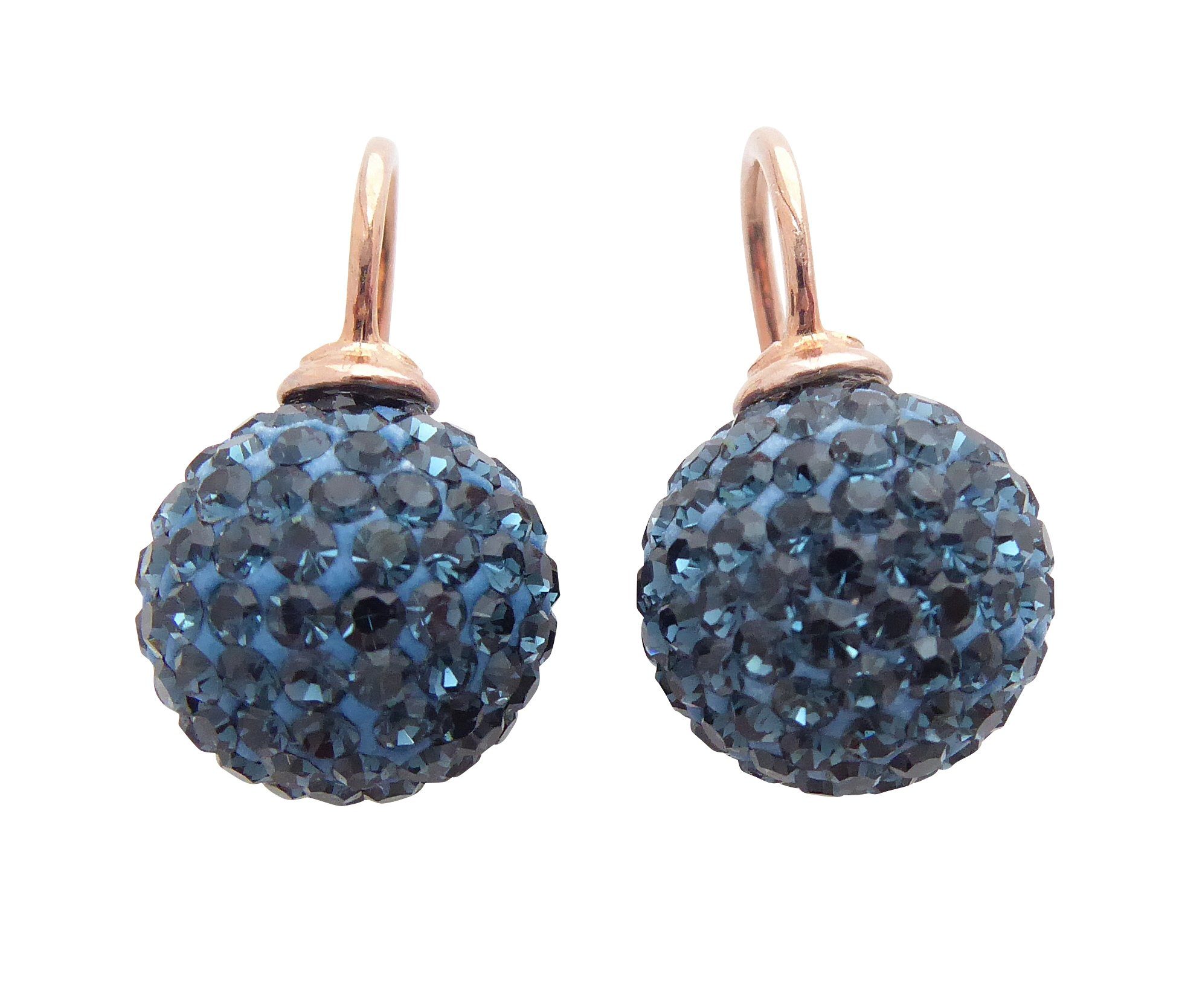 Paar Ohrhänger Thea blau rotgold-platt. Feier Fest Strass-Ohrringe