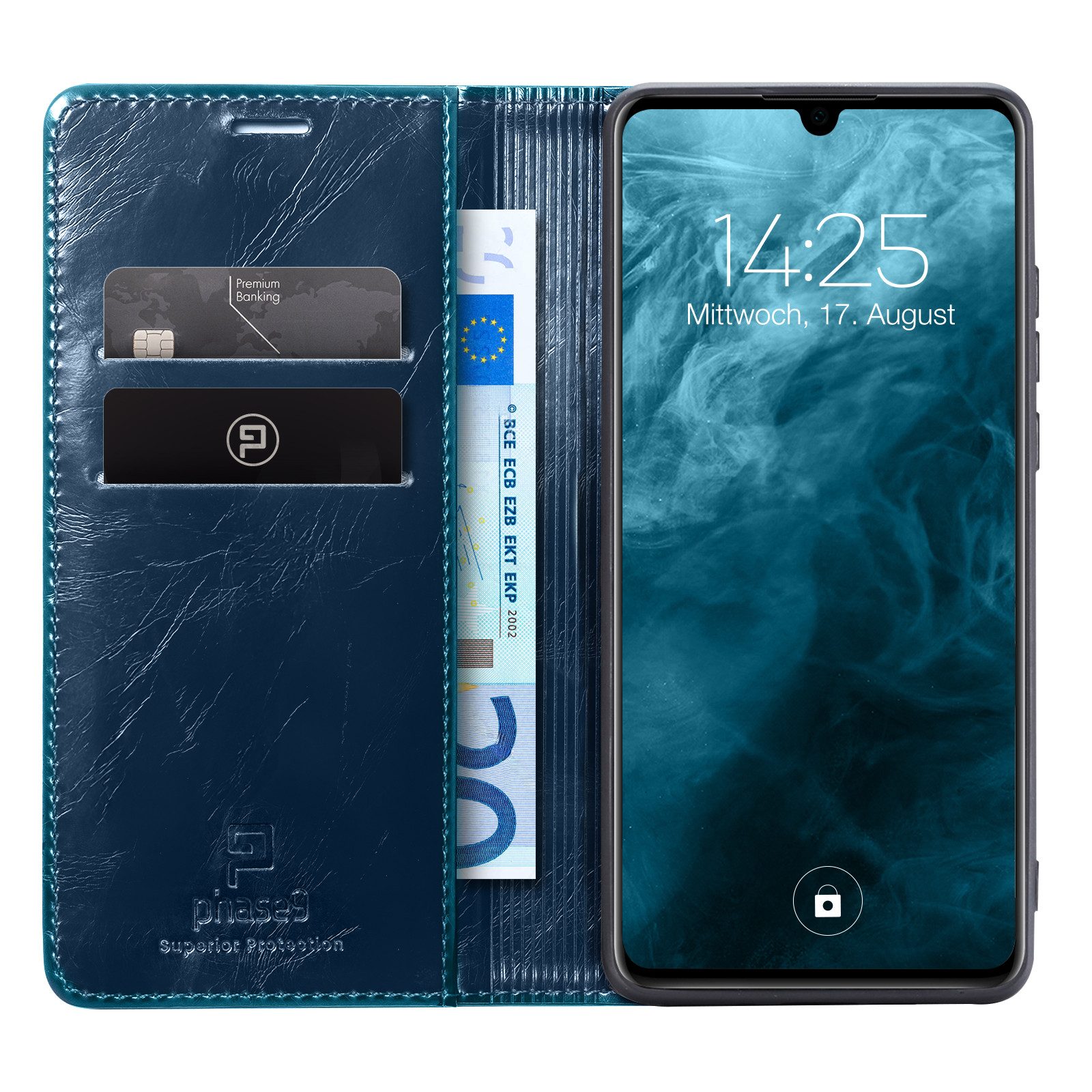 Tec-Expert Handyhülle Tasche Hülle für Huawei P30 Lite 6.15 Zoll, 6.15, Cover Klapphülle Case mit Kartenfach RFID Schutz aufstellbar