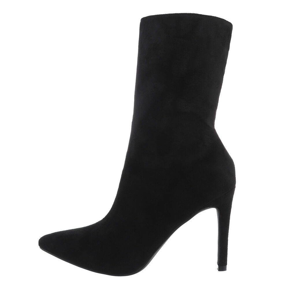 Ital-Design Damen Elegant High-Heel-Stiefelette Pfennig-/Stilettoabsatz High-Heel Stiefeletten in Schwarz