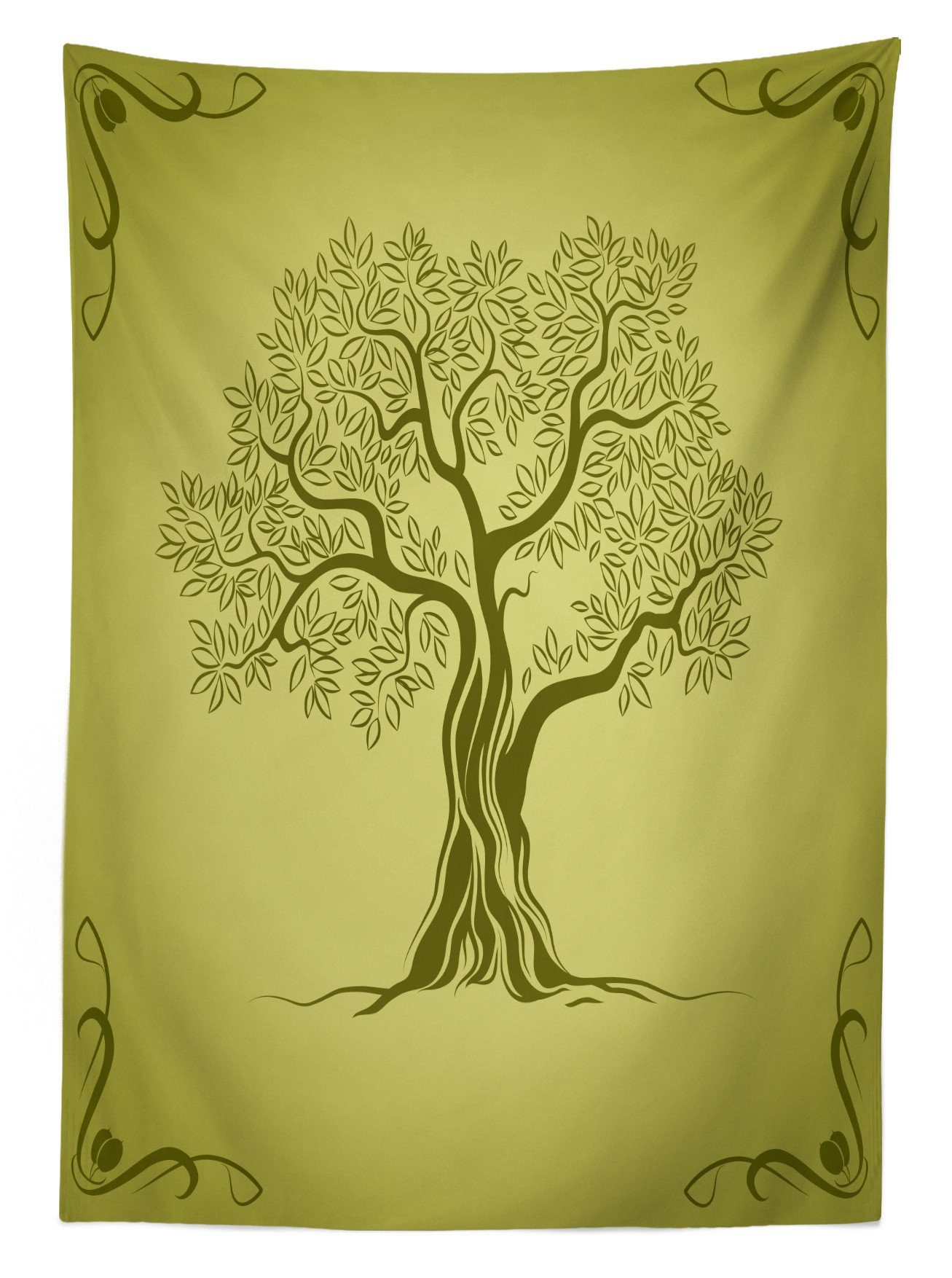 Pattern Bereich Für Tree Außen Olive Farbfest den Tischdecke Abakuhaus olivgrün Klare geeignet Farben, Waschbar