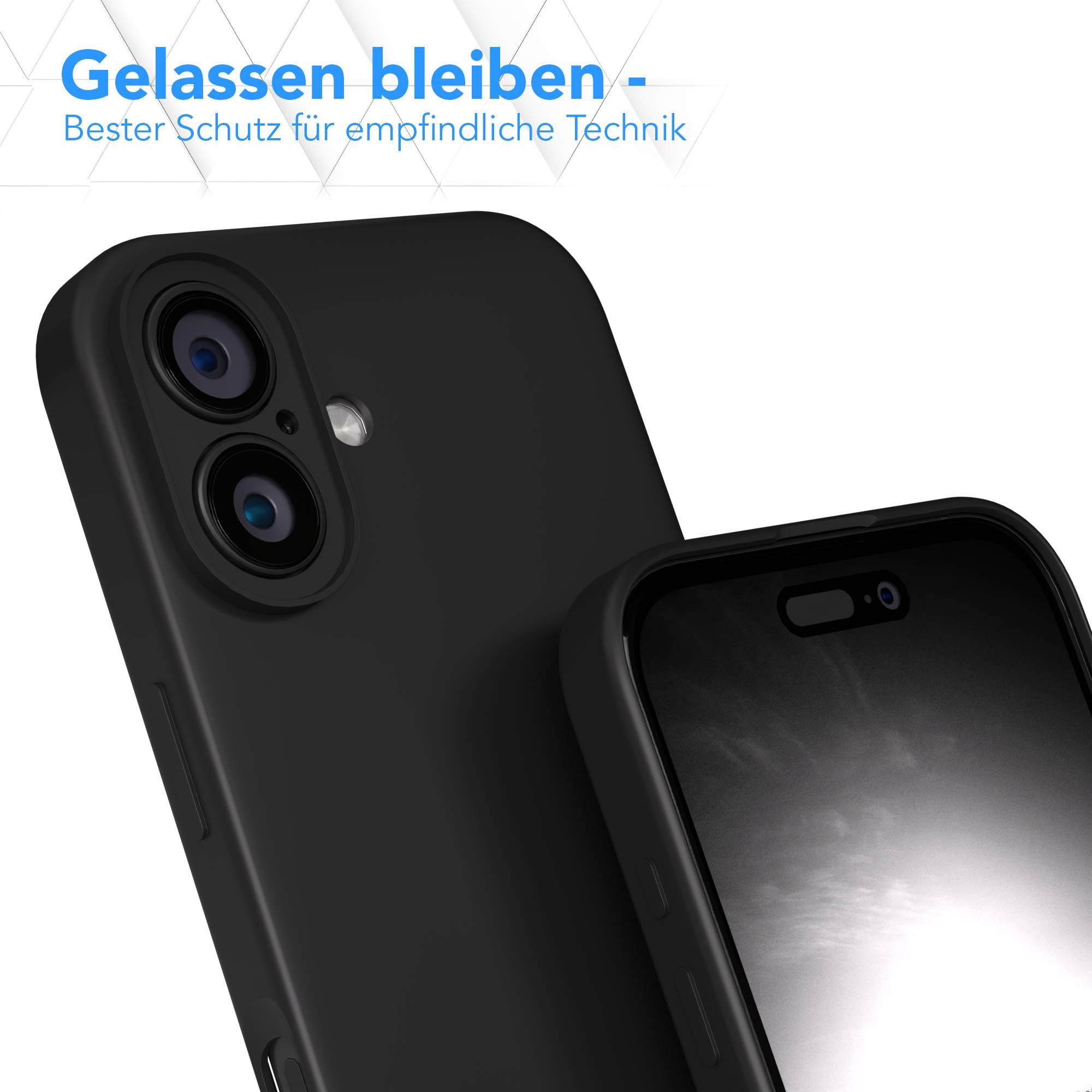 EAZY CASE Handyhülle für Apple iPhone 16 Hülle Silikon 6,1 Zoll, Silikon Schutzhülle mit Kameraschutz kratzfest Back Cover Etui Schwarz – Bild 4 von 5