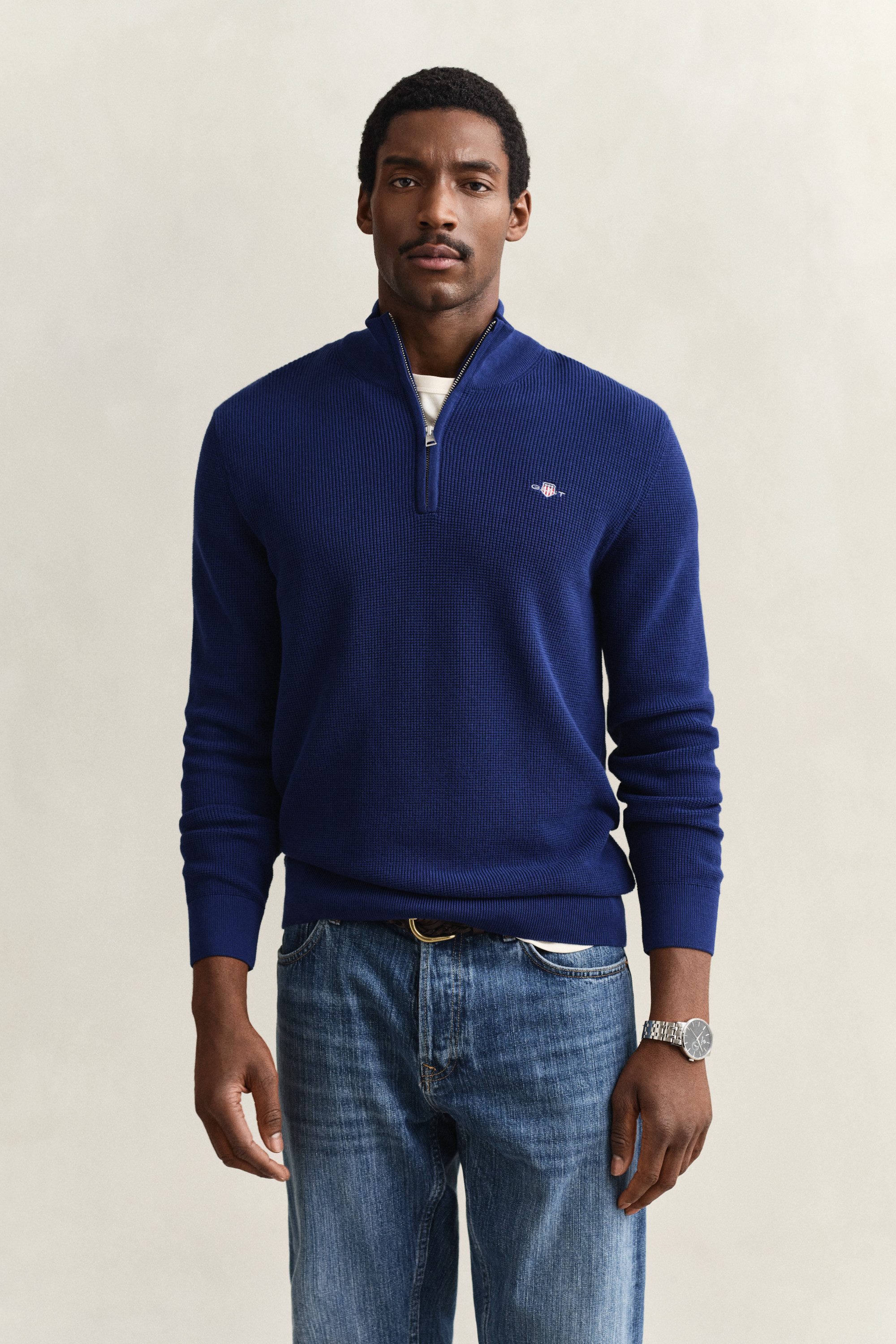 Gant Troyer MICRO TEXTURED COTTON HALF ZIP Regular fit mit Troyerkragen
