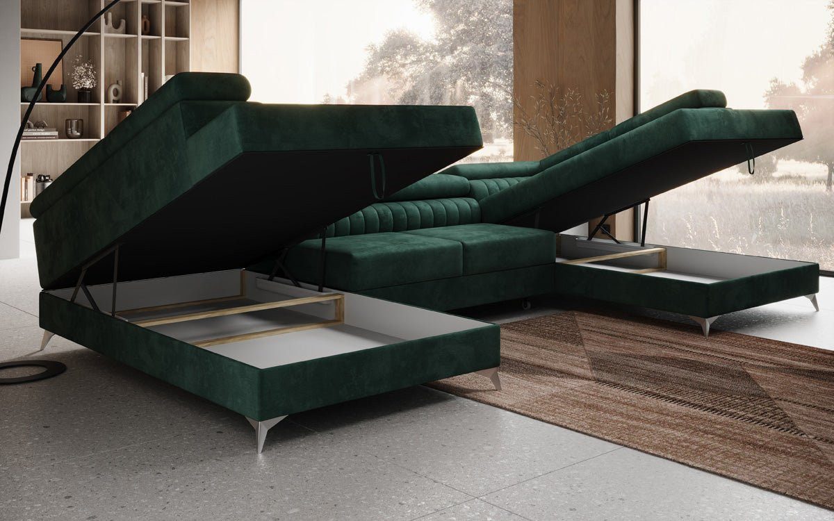 Luxusbetten24 Schlafsofa Designer Sofa Aurea U in Samt, mit Stauraum und Sc günstig online kaufen