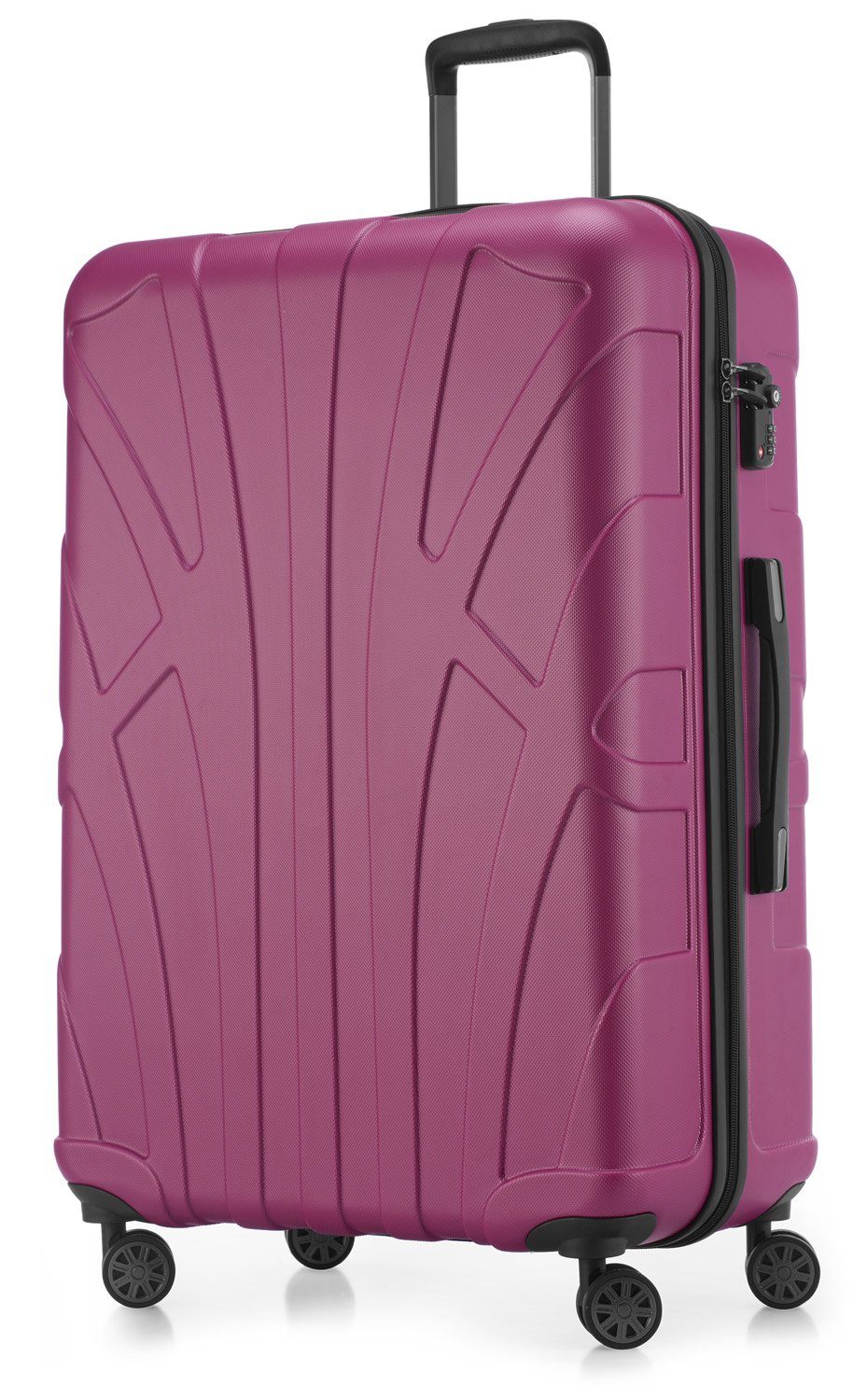 Suitline Trolley S1, Leicht, 4 Packvolumen Erweiterbar, Magenta Robust, cm, 96 - Zahlenschloss, TSA 110 Rollen, Liter 76 ca