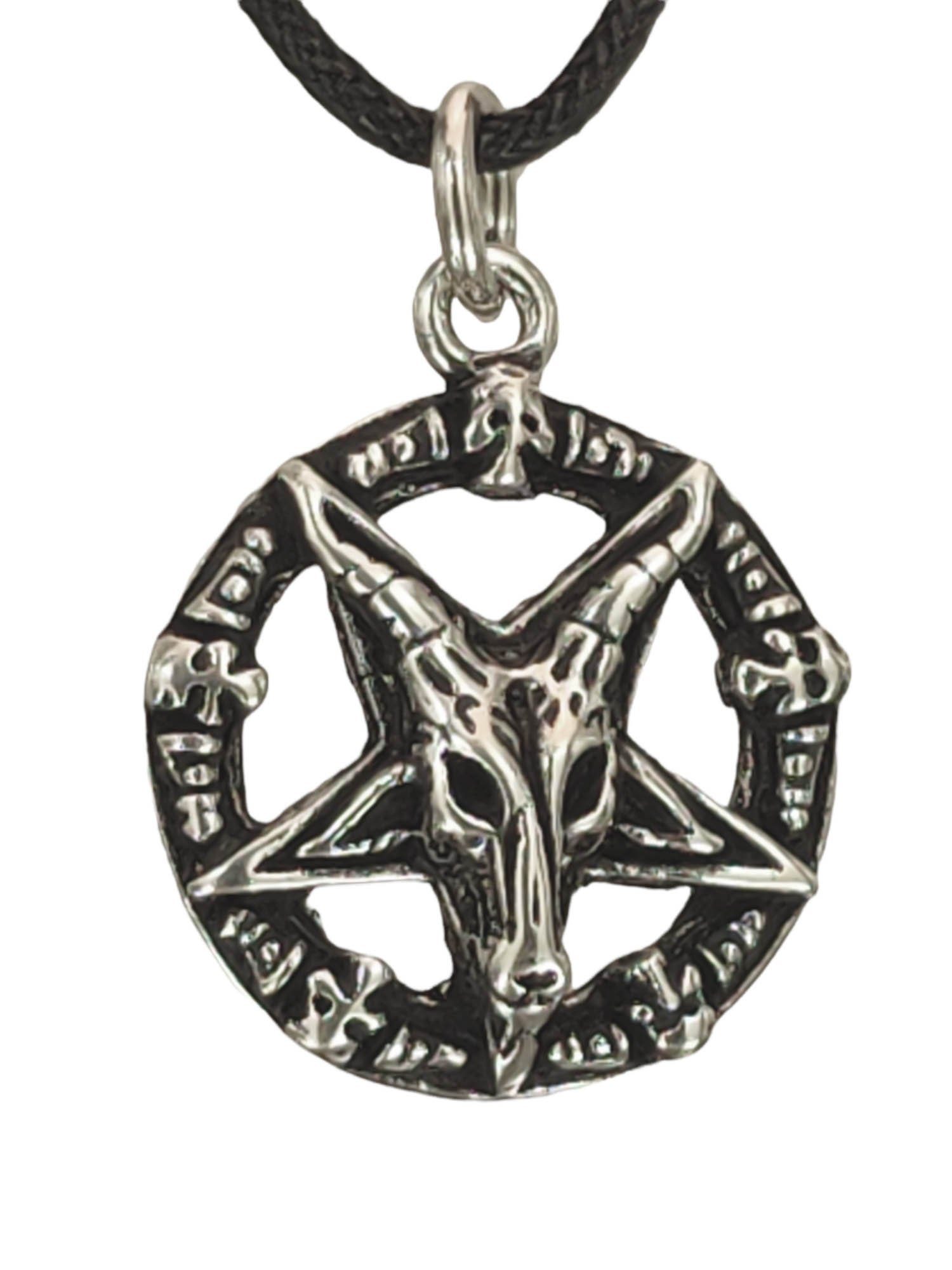Kiss of Leather Kettenanhänger Pentagramm 925 Silber Anhänger Baphomet Ziegenkopf Totenköpfe Schädel | Kettenanhänger