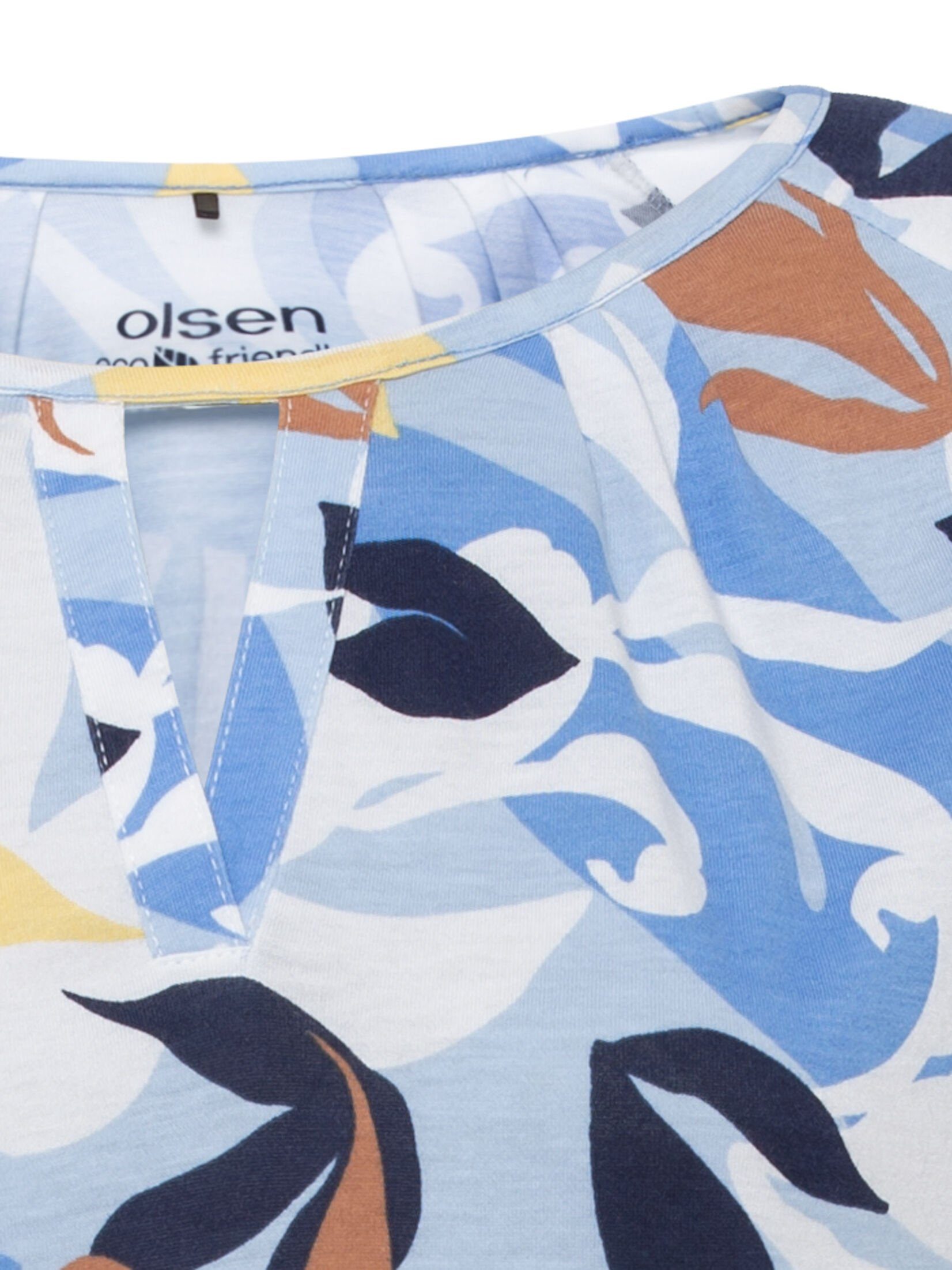 Olsen mit Blumenprint Rundhalsshirt künstlerischem