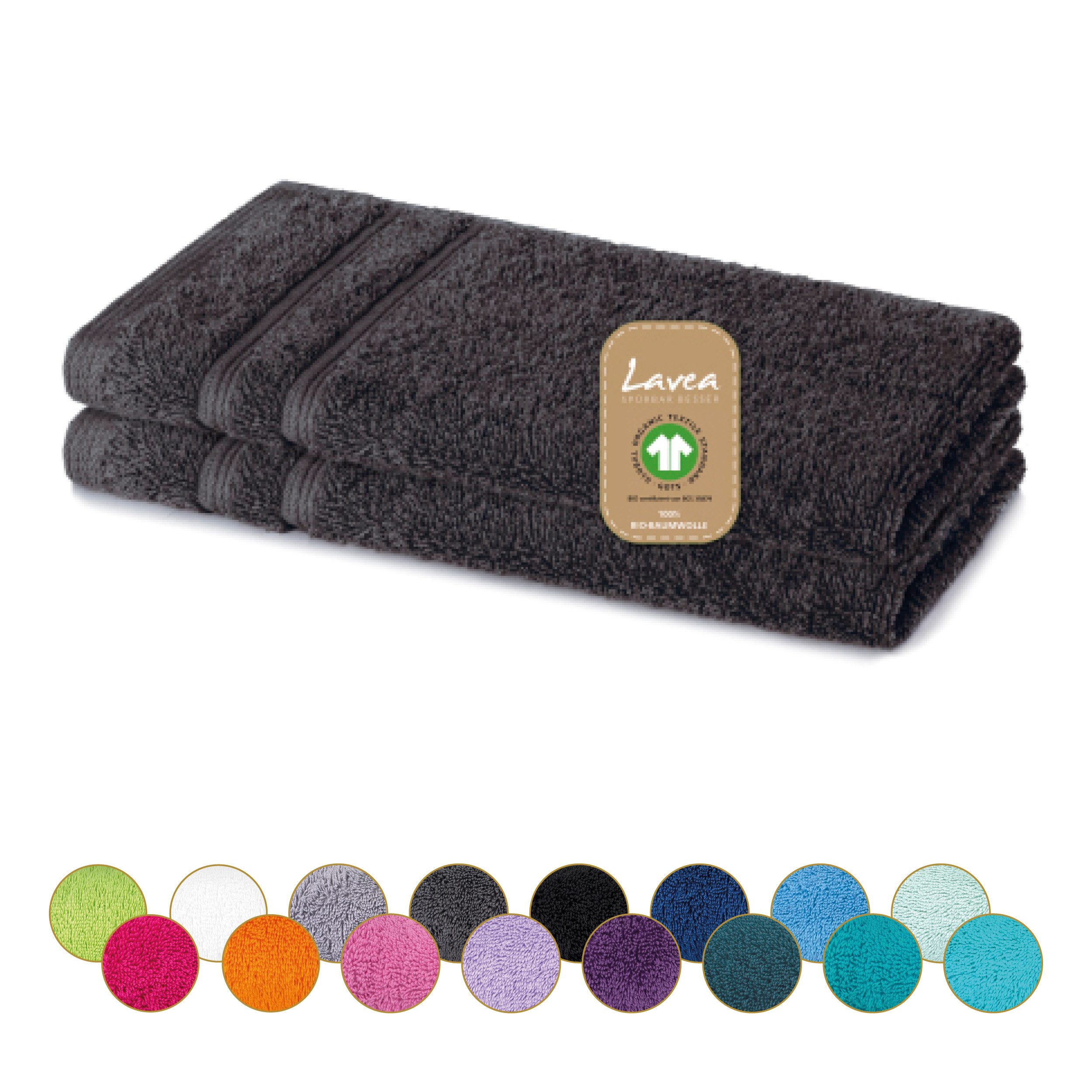 Lavea Gästehandtuch Bali Gästetücher 30x50 cm, Weiches Bio-Baumwollfrottee (Set, 2-St), pflegeleicht, GOTS-zertifiziert, extra saugstark mit 500g/m²