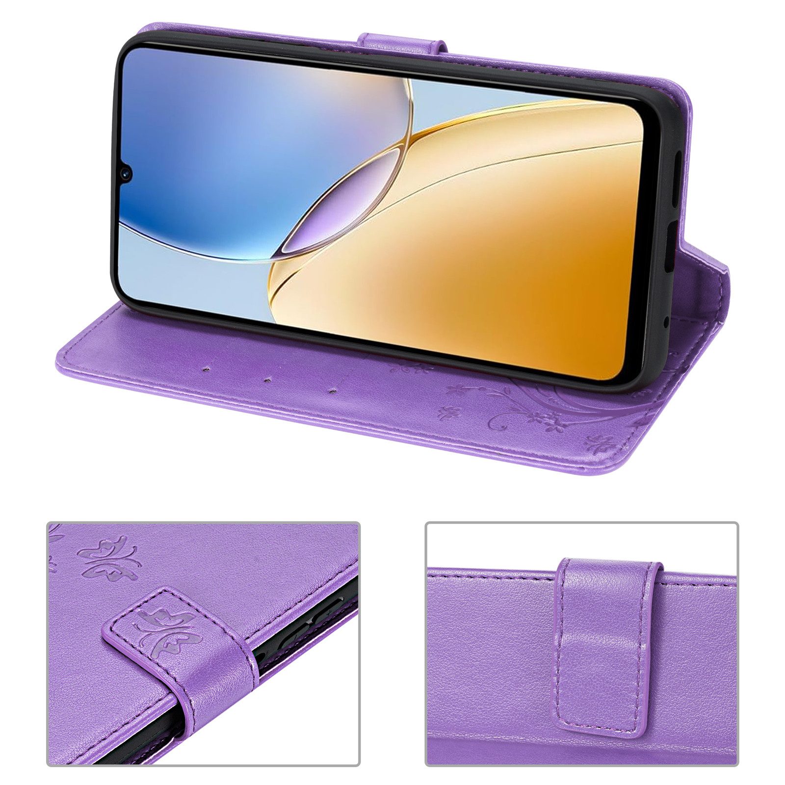 betterfon Handyhülle Handytasche für ZTE Blade A56 Klapphülle mit Kartenfächern, Bookstyle-Hülle mit Magnetverschluss, Smartstand & Kunstleder – Bild 5 von 5