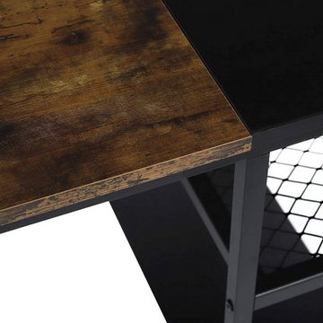 Woltu Schreibtisch, Schreibtisch mit 2 Ablagen,schwarz-vintage