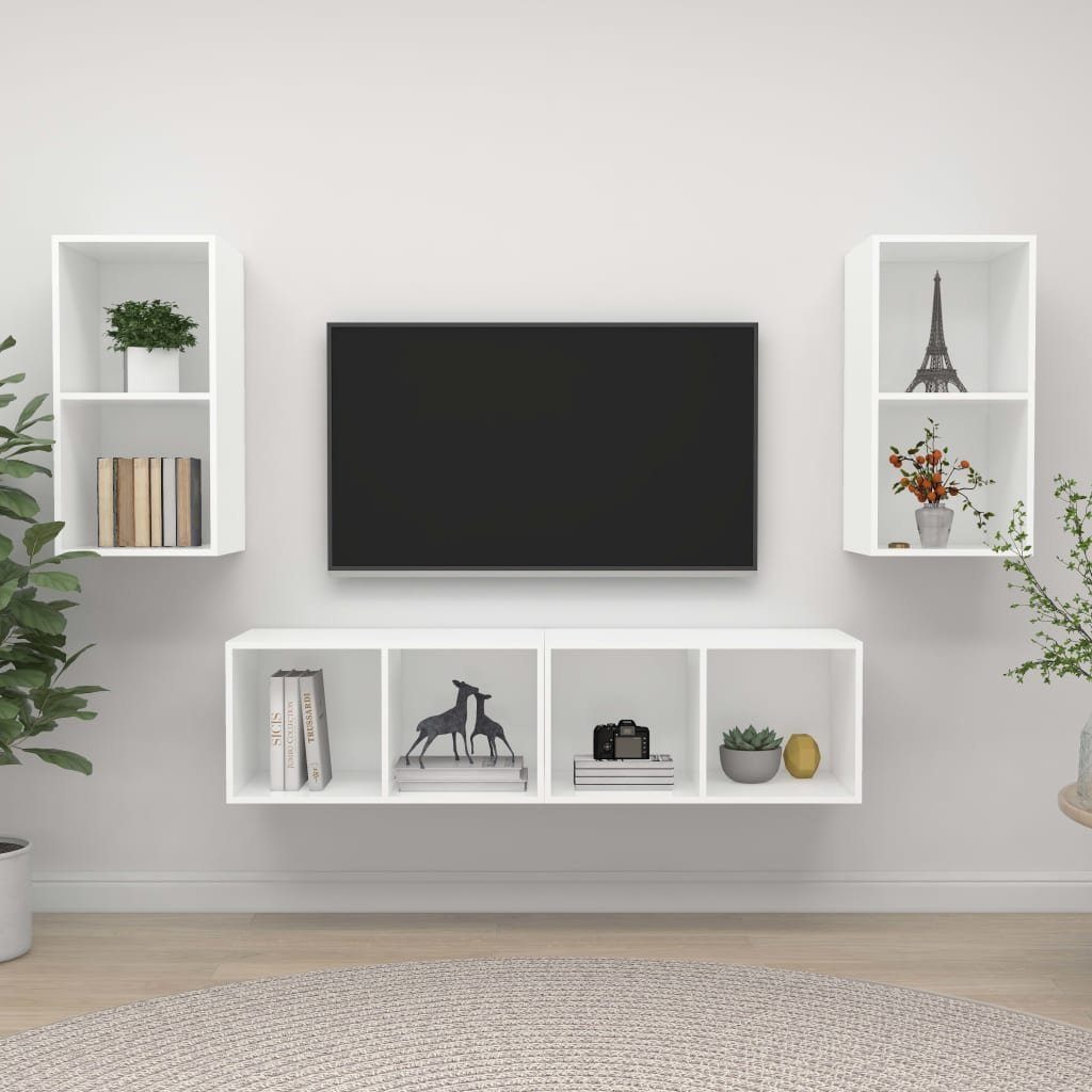 TV-Schrank TV-Wandschrank-Set Weiß 37 x 37 x 72 cm aus Holzwerkstoff