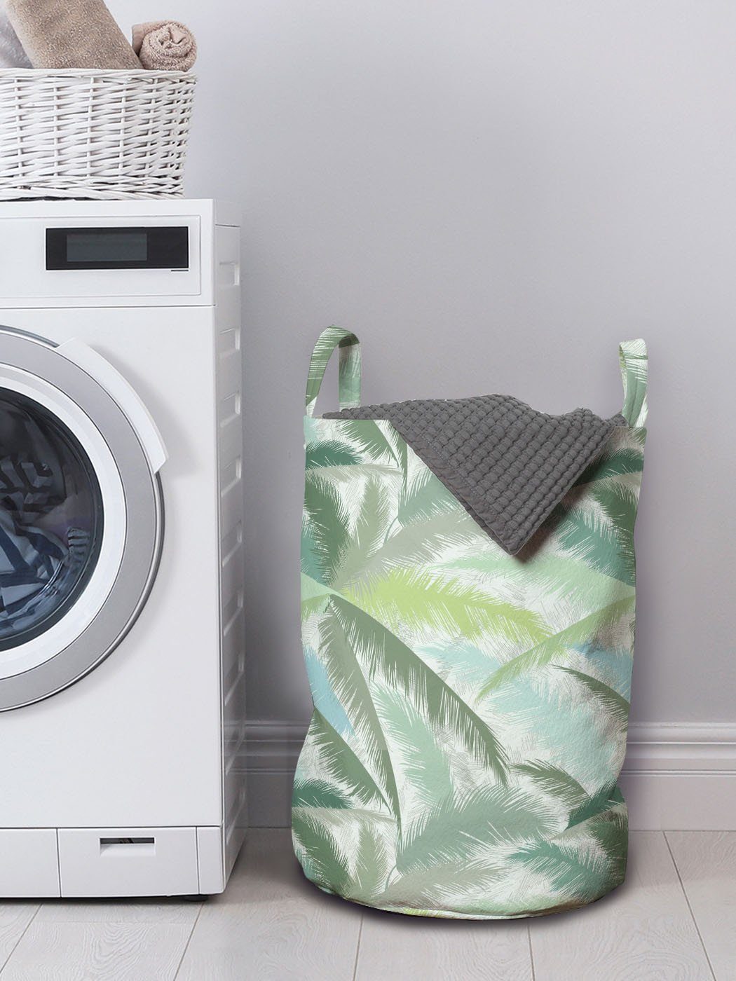 Abakuhaus Wäschesäckchen Waschsalons, Branchen mit Green Griffen Kordelzugverschluss für grünen Palme Wäschekorb