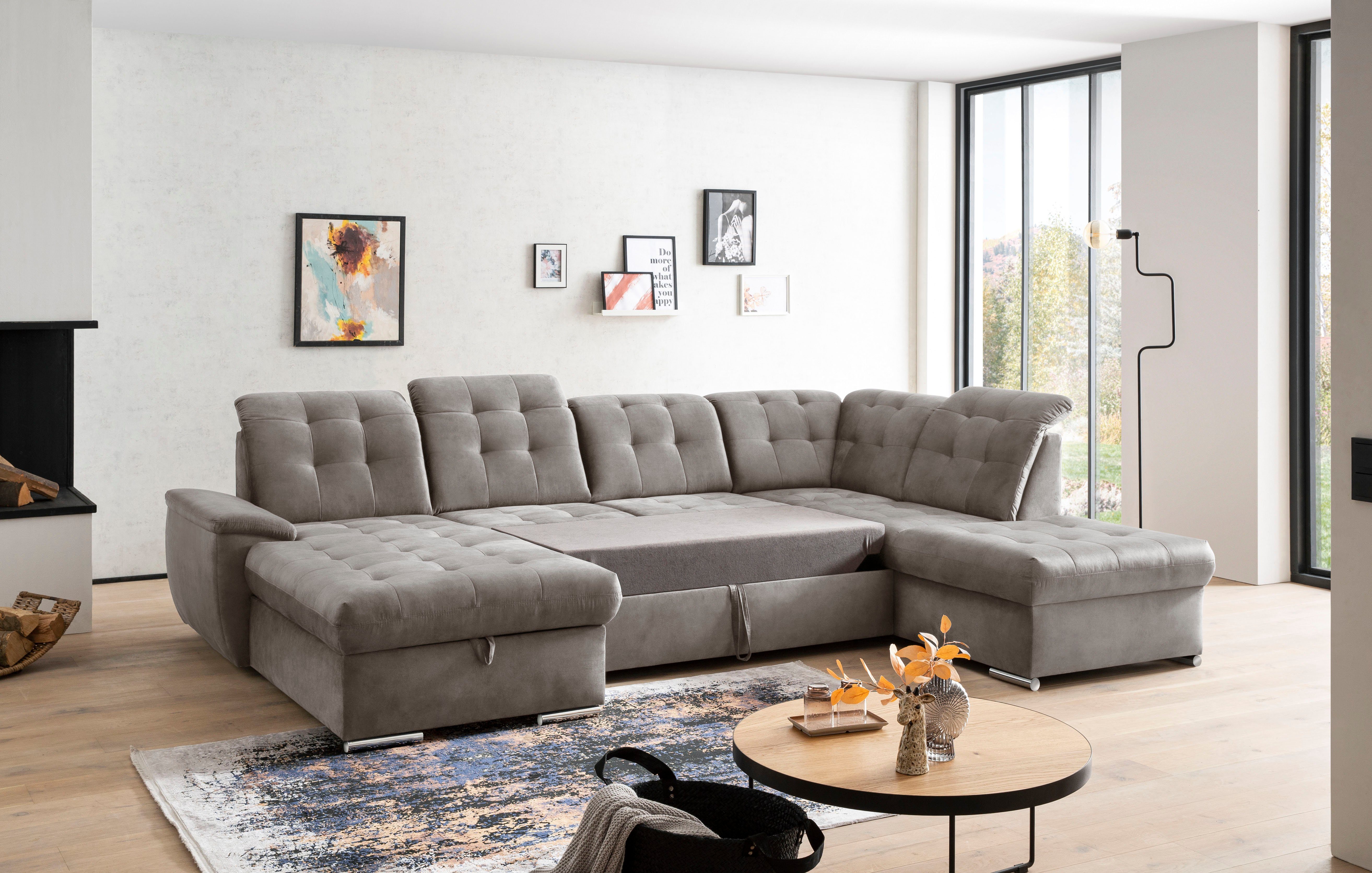 fashion - und exxpo Kopfteilverstellung, 6x 4 Bettfunktion Bettkasten taupe mit sofa Teile, Wahlweise Wohnlandschaft,