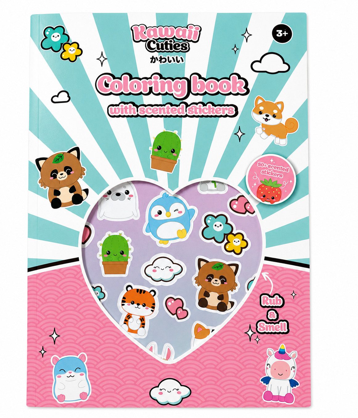 Kawaii Malblock Kawaii Cuties Malbuch Sticker mit Duft Kinder Geschenke Mädchen Jungen, Malbuch mit Duftstickern und süßen Kawaii-Motiven für Kinder zuhause!!