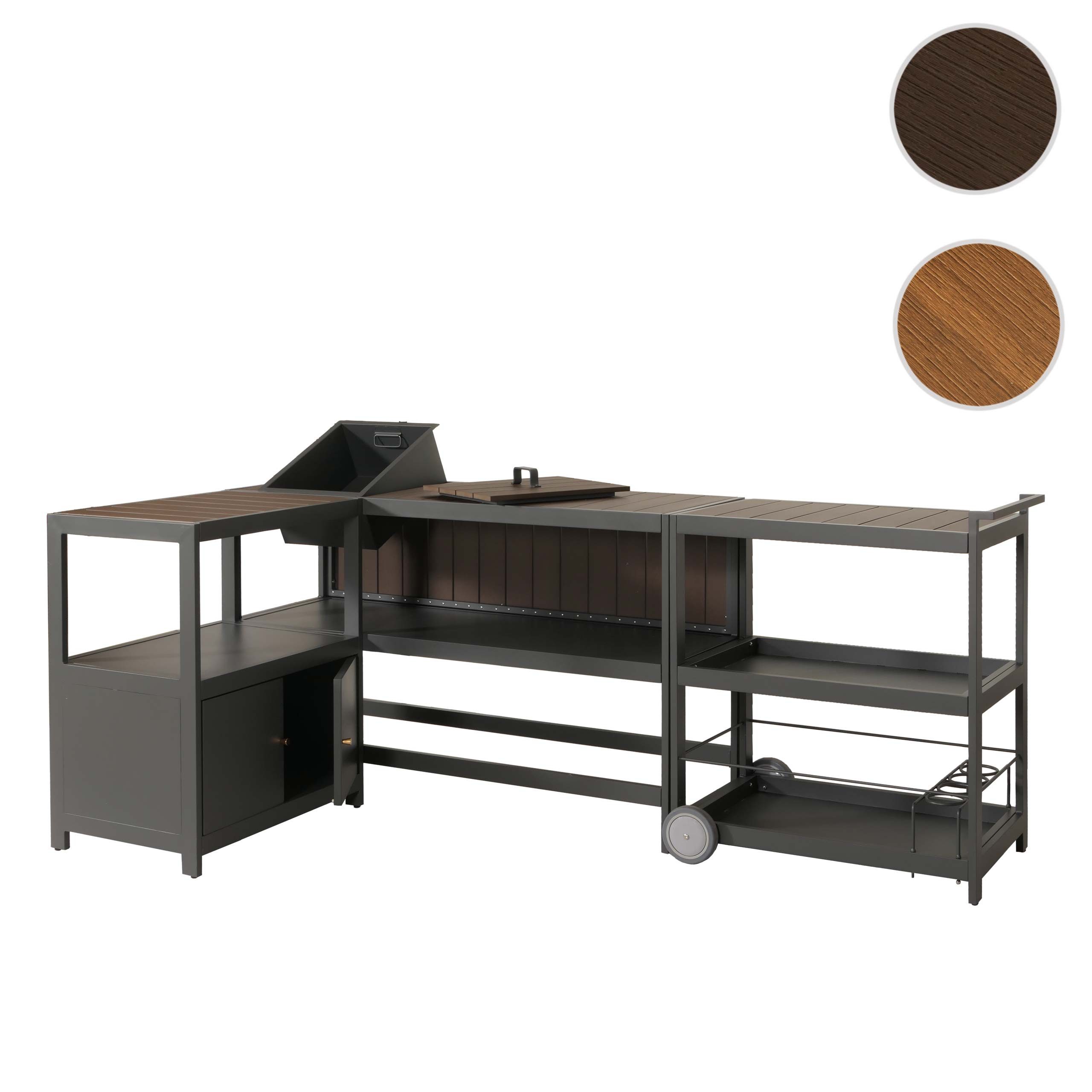 MCW Outdoor-Küche MCW-M64, Element mit Schrankfach, 3 Etagen, mit Rollen, Griff, Schraubfuß