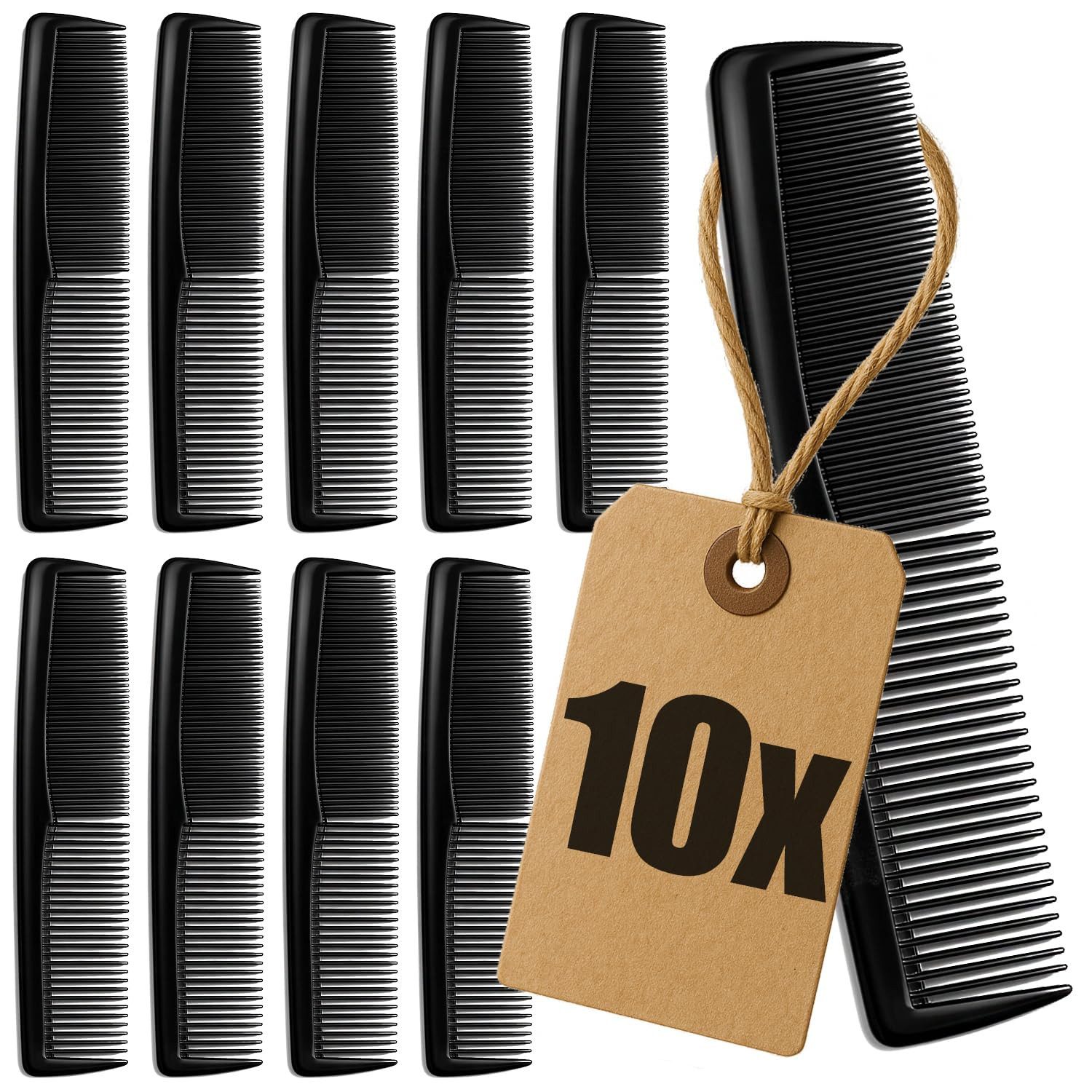 com-four Haarkamm 10x Haarkamm - fein- und grobgezahnter Frisierkamm, (10 tlg), handlicher und robuster Taschenkamm