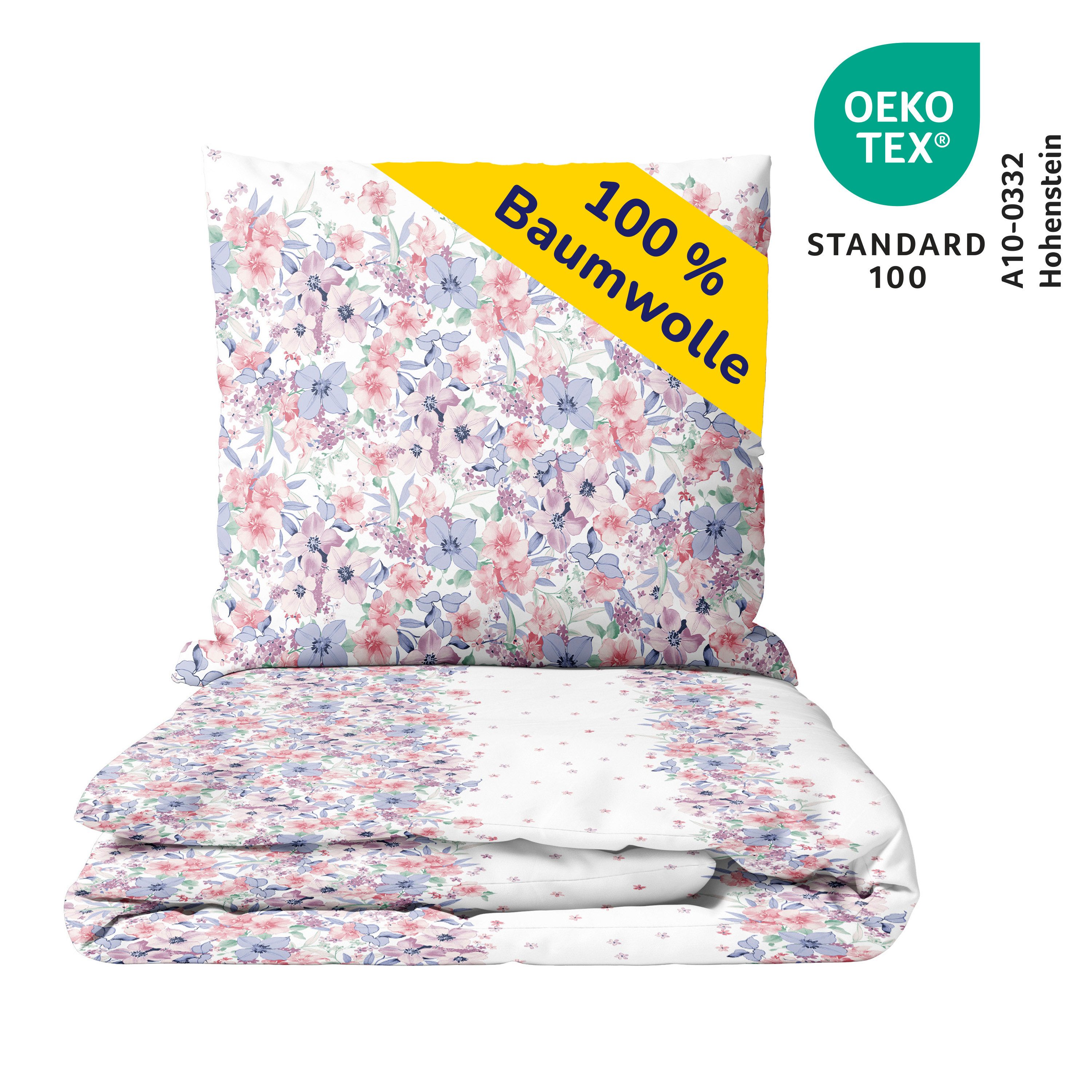 Träumschön Bettwäsche Premium Bettwäsche 135x200 oder 155x220 cm Baumwolle, Blumen, Baumwolle, 2 teilig, mit Reißverschluss, luftig und leichte Sommerbettwäsche