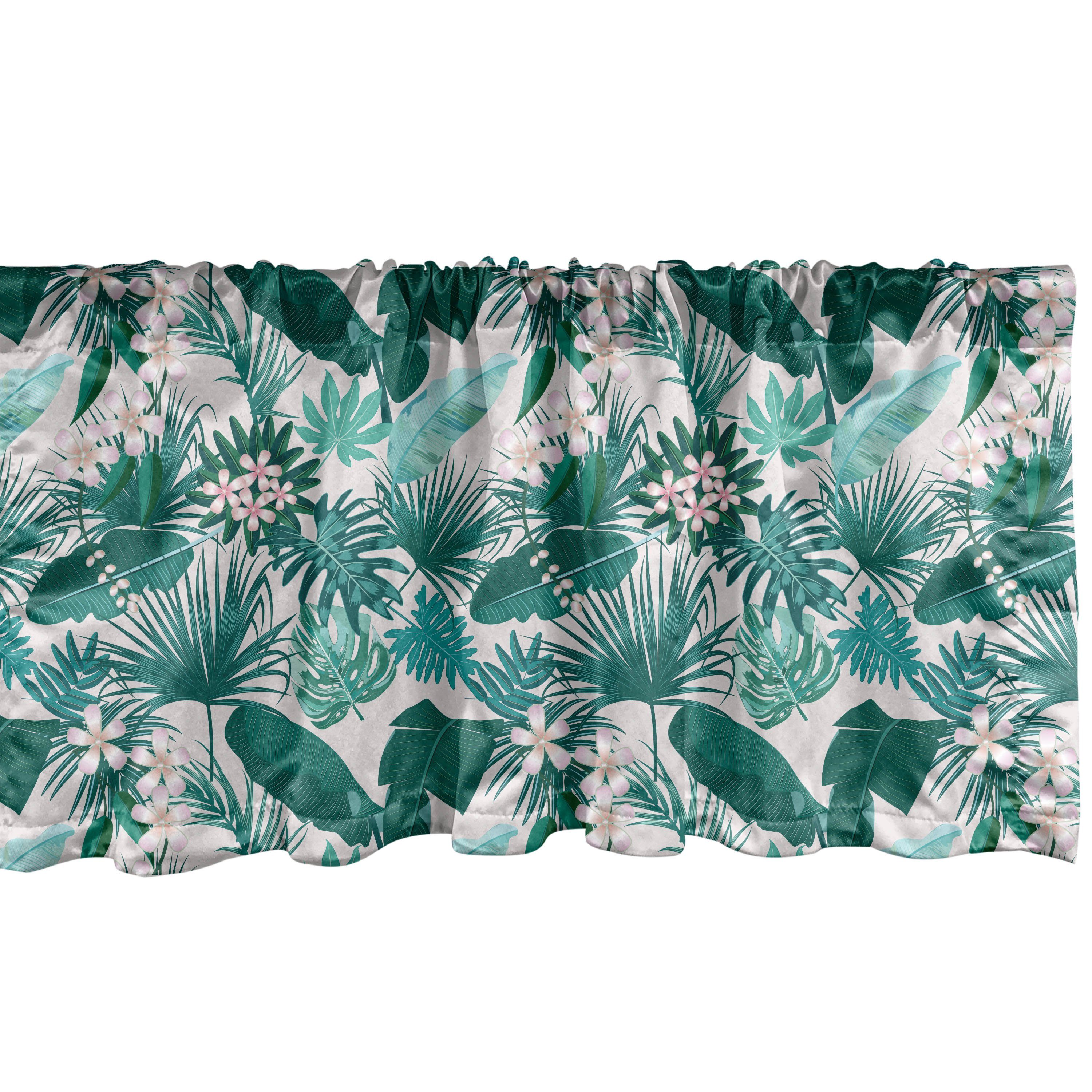 Scheibengardine Vorhang Volant für Küche Schlafzimmer Dekor mit Stangentasche, Abakuhaus, Microfaser, Hawaii Tropic Botanical Bloom Kunst