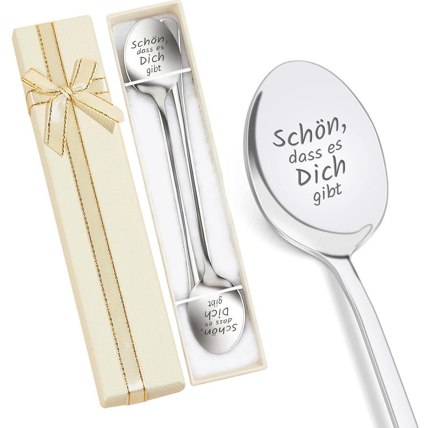 LuxusKollektion Kaffeelöffel Kaffeelöffel Gravur Schön dass es Dich gibt 2er-Set