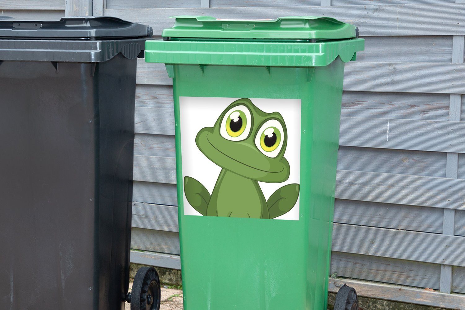- Abfalbehälter (1 Lustig Weiß - MuchoWow Frosch Sticker, Wandsticker St), Mülleimer-aufkleber, Container, Mülltonne,