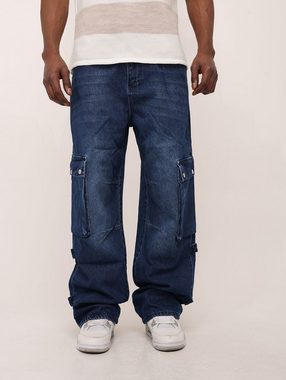 Denim House Cargojeans Baggy Cargo Jeans Loose Fit, Straight Leg Freizeithose Blau W31/L34