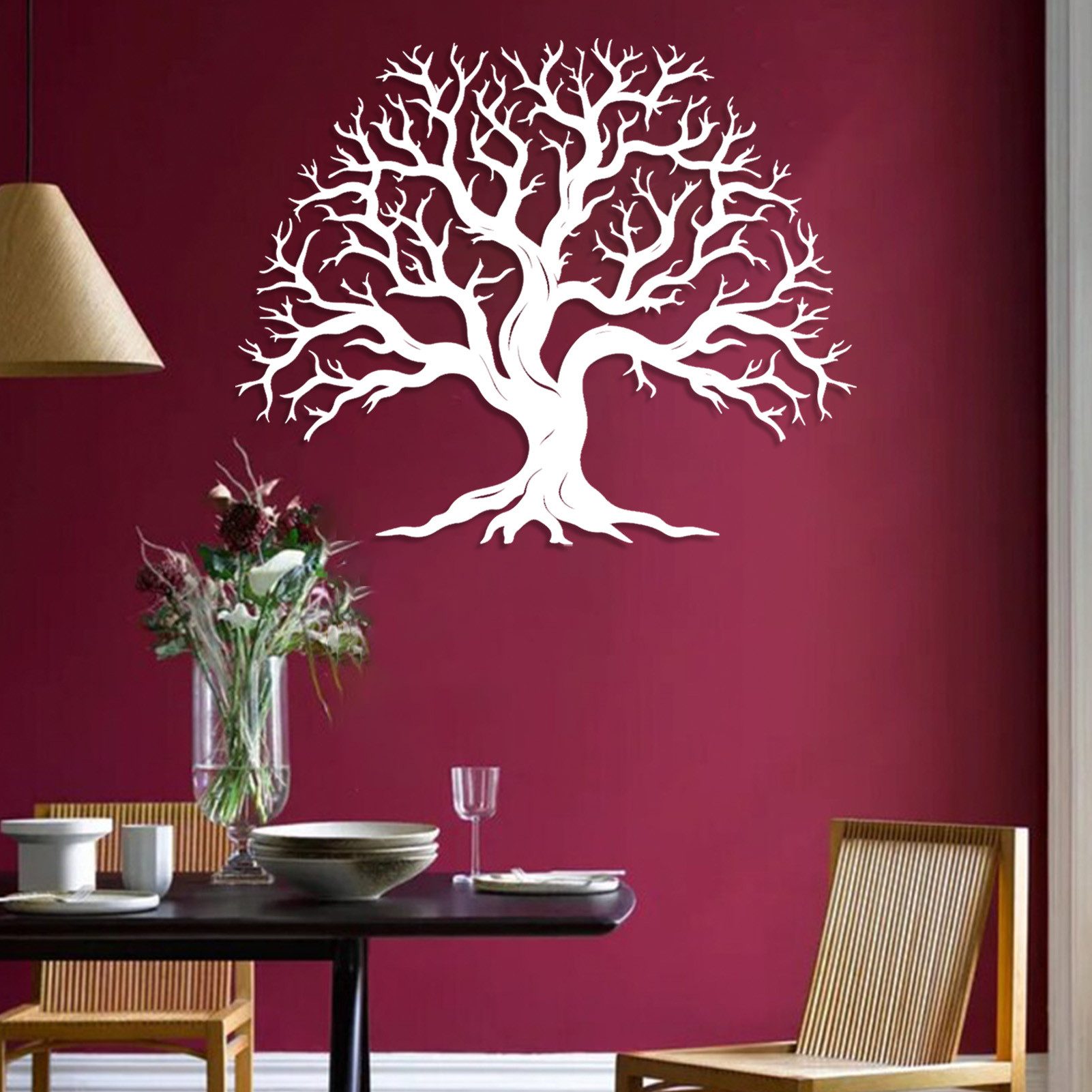 Jumpeak Wanddekoobjekt Großer Baum Metall Wanddekoration, Abstrakte Äste, Natürliche Elemente, Metall, 4 Farben, 3 Maße,Toter Baum, Wurzelsystem