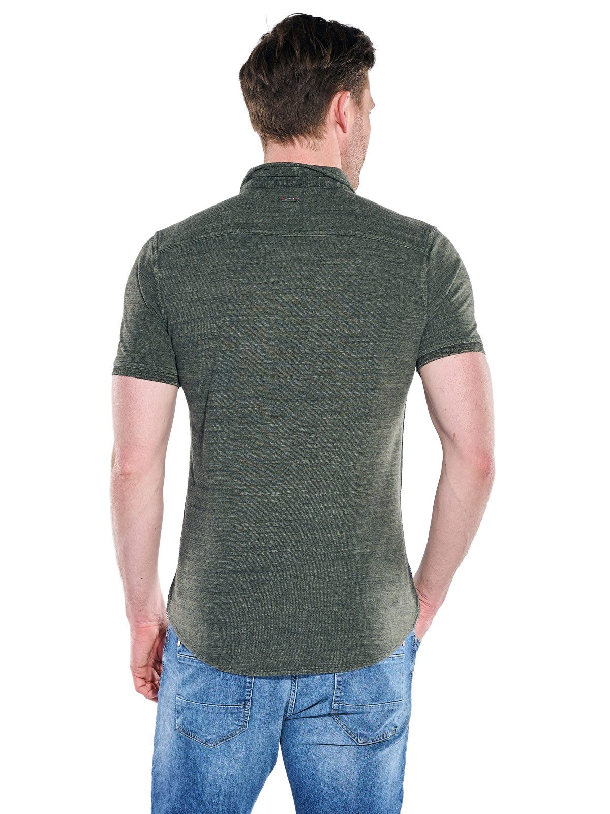 Engbers Poloshirt Herren Poloshirt mit durchgehender Knopfleiste, Khaki