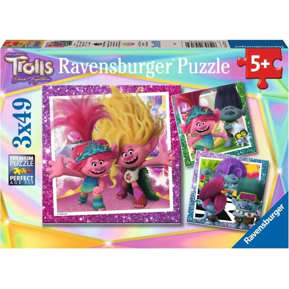 Ravensburger Puzzle Kinderpuzzle Trolls 3 (3x 49 Teile), Puzzleteile