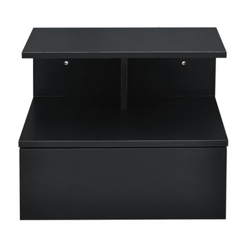 en.casa Wandboard, »Amberg« Nachtschrank mit Schublade und Ablage 40x35x31cm Schwarz