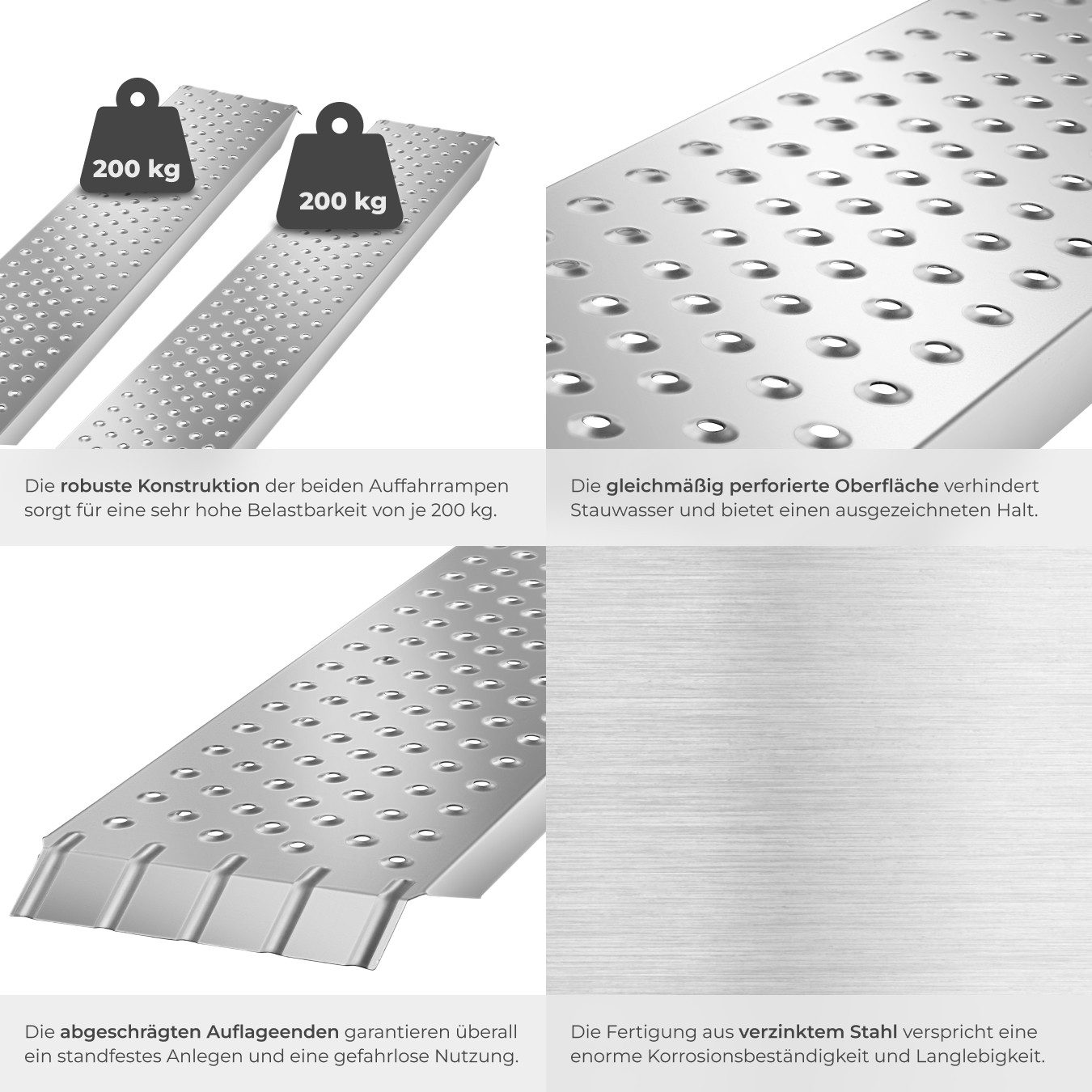 tectake Auffahrrampe Sven (Set, 2x Verladerampe), 2er Set