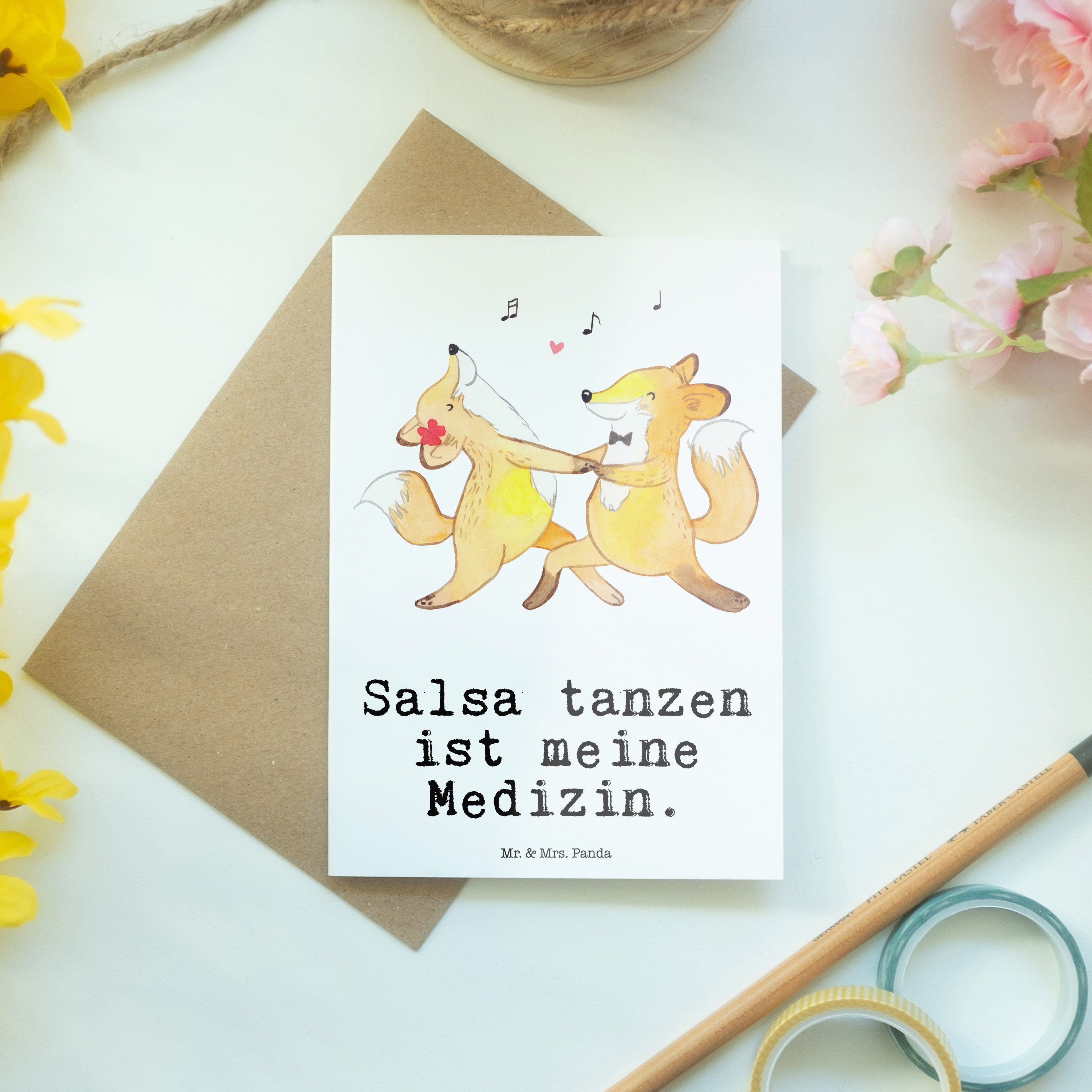 Medizin Weiß - tanzen Mr. Mrs. & Salsa Panda Grußkarte Geschenk, Geburtstagsk Tanzkurs, Füchse -