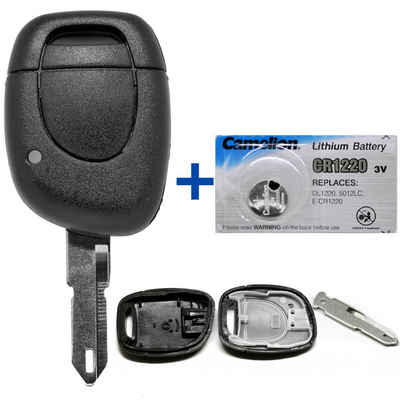 mt-key Auto Schlüssel Ersatz Gehäuse + 1x Rohling NE73 + 1x passende CR1220 Knopfzelle, CR1220 (3 V), für Renault Kangoo Clio Twingo 1220 Funk Fernbedienung