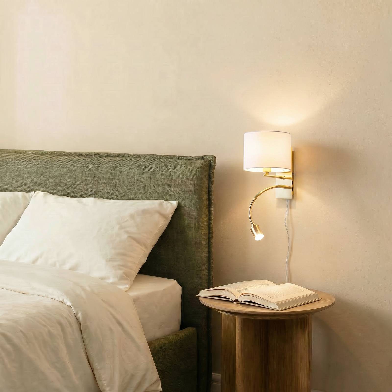 Lindby Wandleuchte Florens, Gold / Messing warmweiß IP20, 1 x 40 W E14 (exkl) + 1 x 4 W LED (inkl), warmweiß