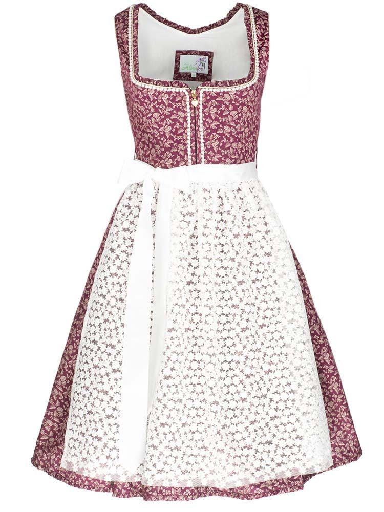 Alpenfee Tracht Dirndl Dirndl Clara 2 60cm Länge bordeaux