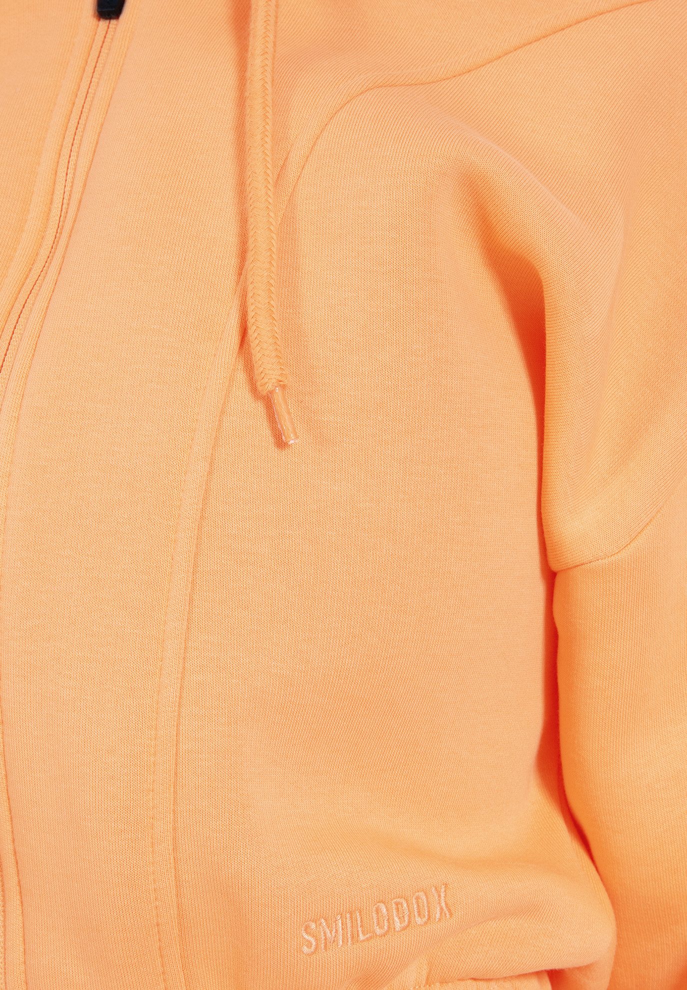 Smilodox Kapuzensweatjacke Elma, Oversize Fit Kapuzen Zip Pullover mit Ton-in-Ton Reißverschluss Crop Zip Hoodie Relaxed Fit Große Kapuze Streetwear Sport Freizeit