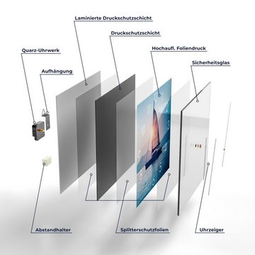 DEQORI Wanduhr 'Segelboot in Abendsonne' (Glas Glasuhr modern Wand Uhr Design Küchenuhr)