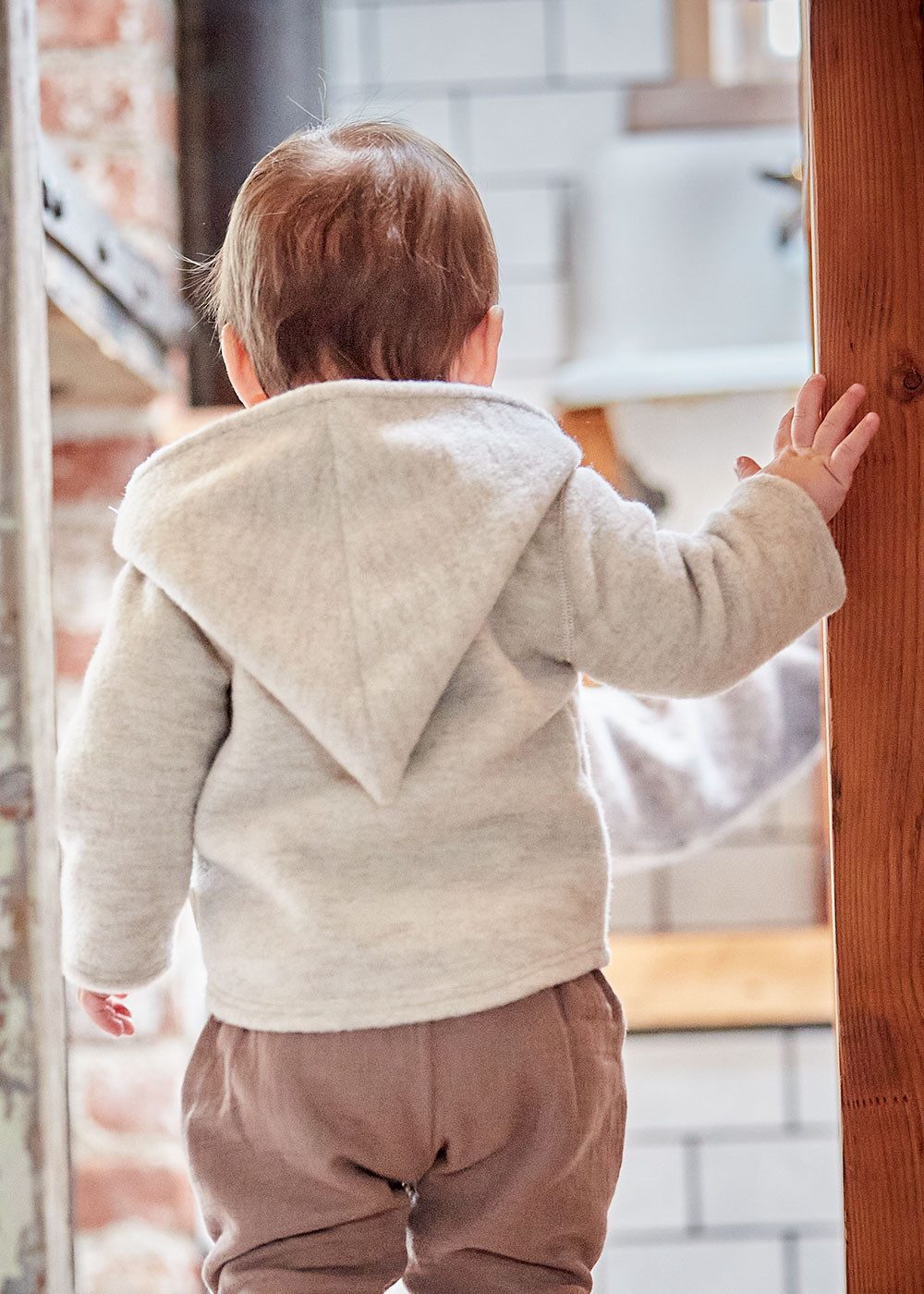 MAXIMO Fleecejacke aus Wolle, wärmend, atmungsaktiv, zum knöpfen, gefüttert, mit Kapuze