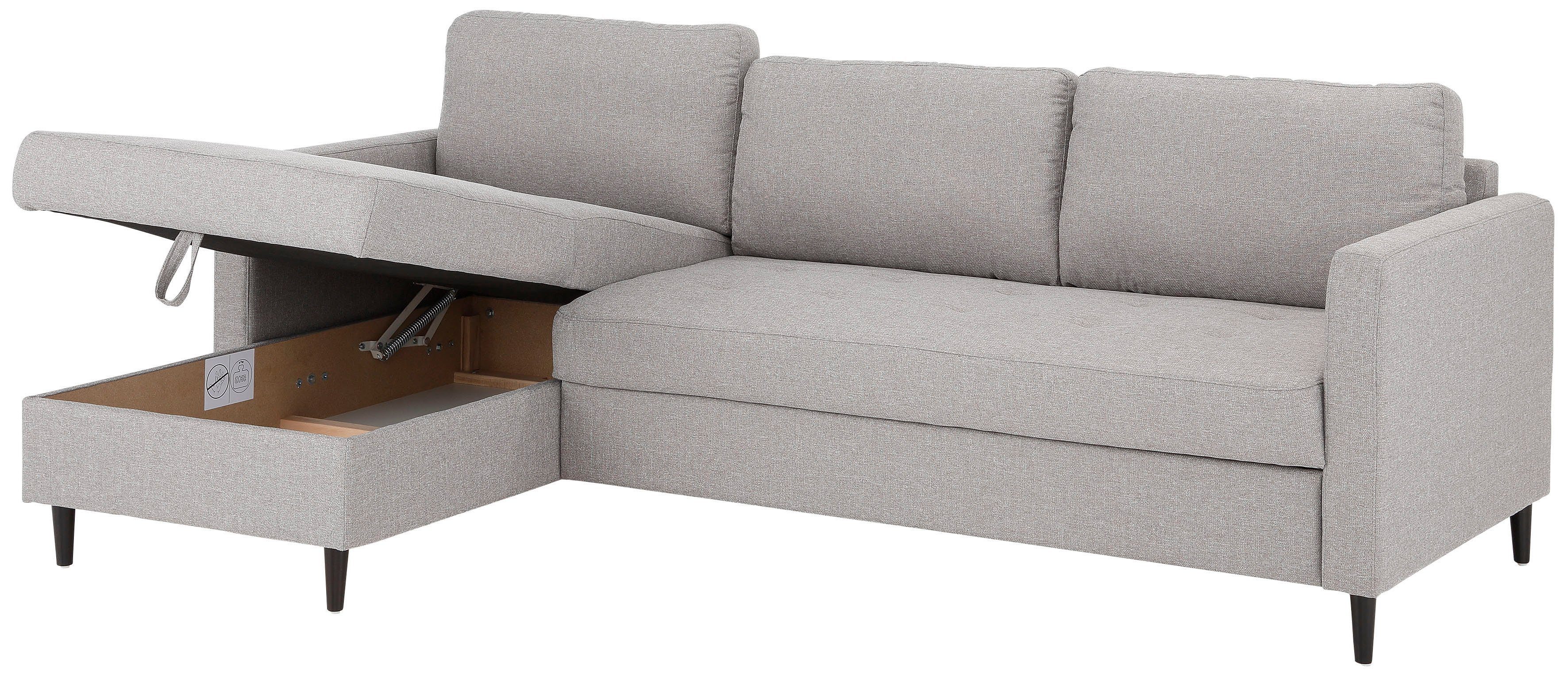 INOSIGN mit Bettfunktion Ecksofa Livia, auch inklusive Zierkissenrollen,