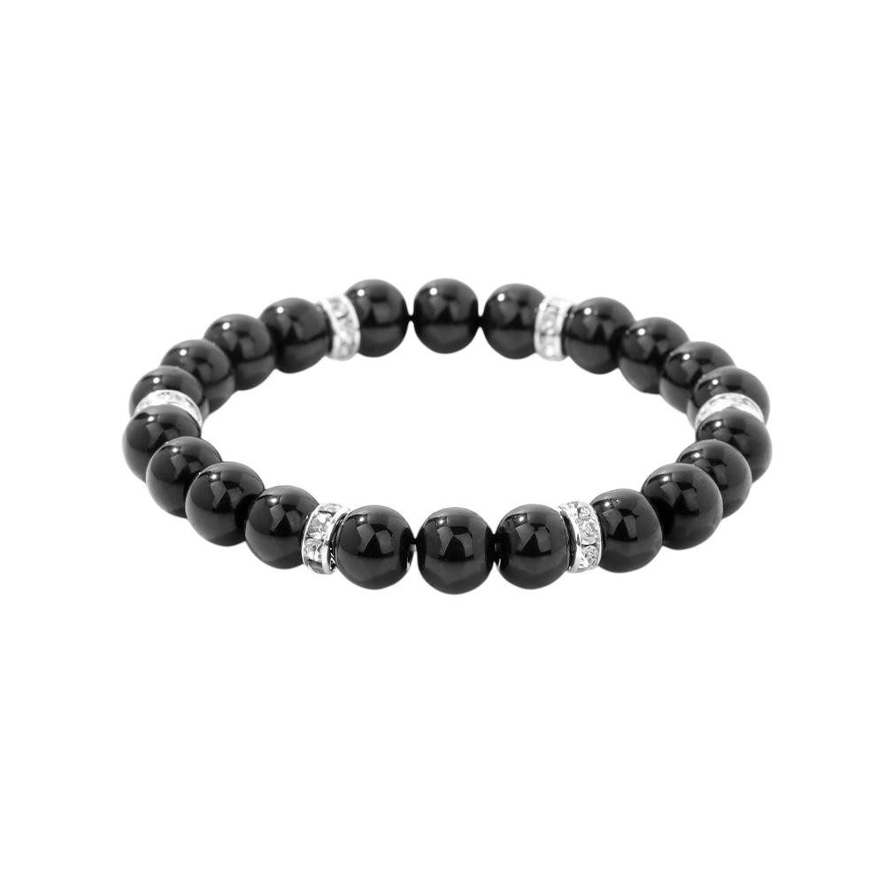 Eden Stone Armband Obsidian Armband Naturstein Perlenarmband Stretch Schwarz Strass (1-tlg)