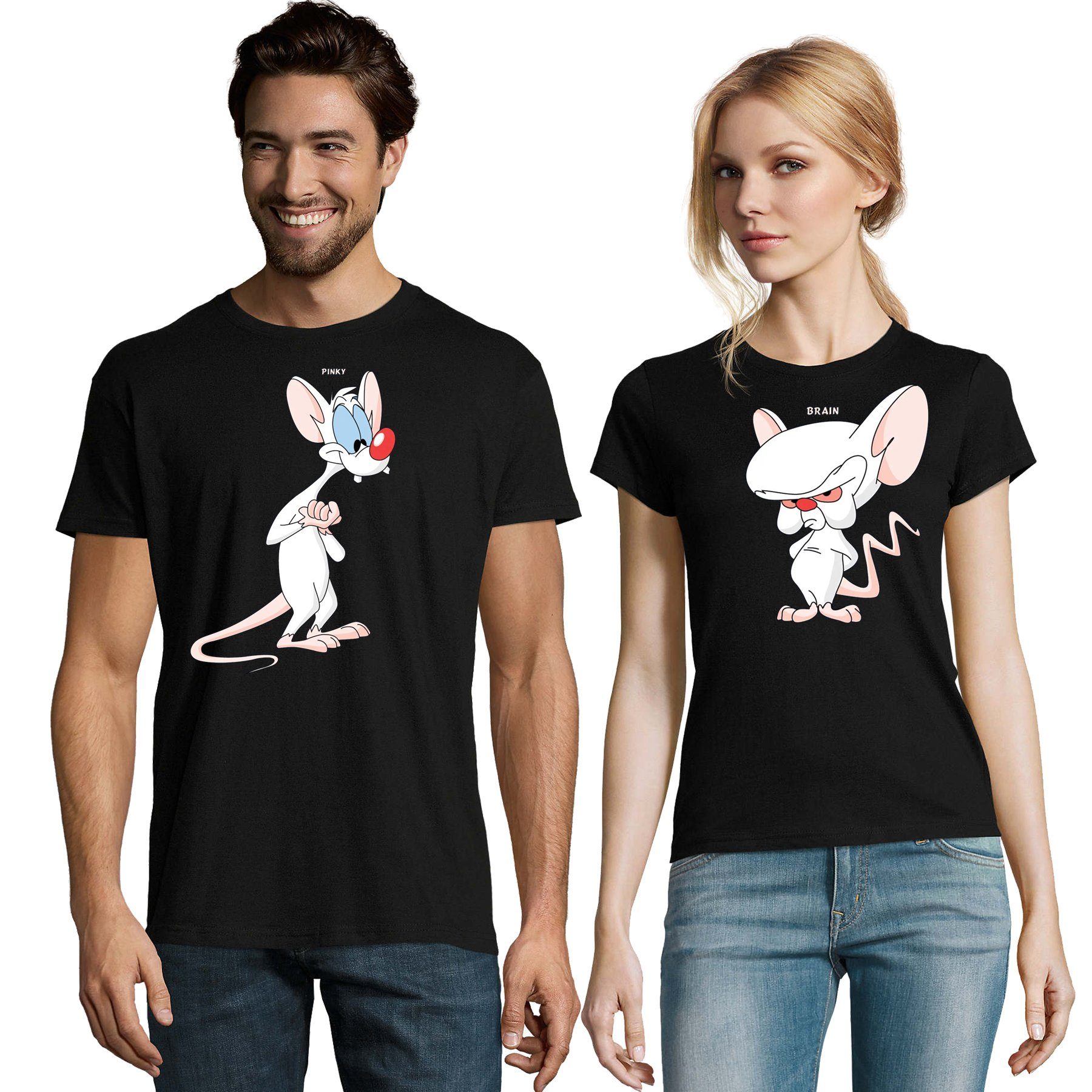 T-Shirt Partner Pärchen Freunde Shirt Pinky Brain BFF Friends