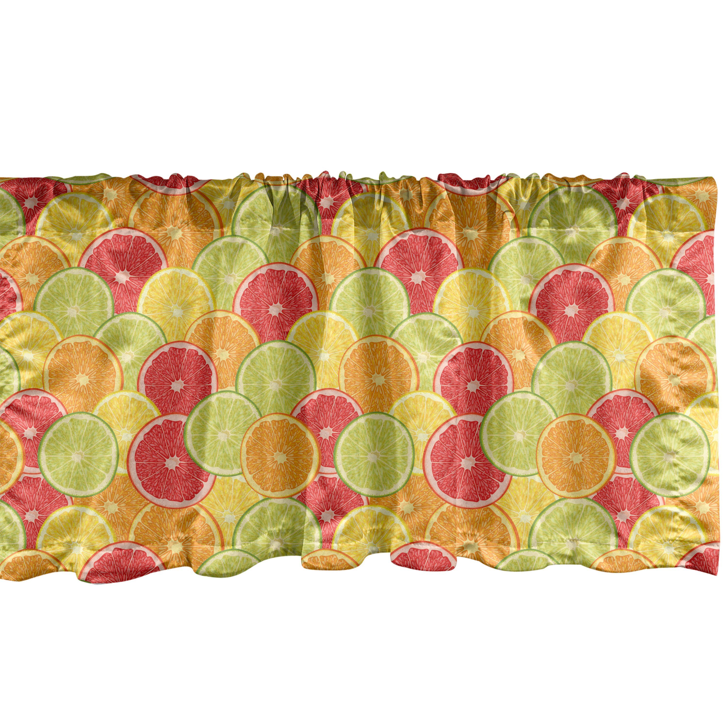 Volant Früchte für Vorhang mit Zitrone Microfaser, Küche Dekor Abakuhaus, Orange Bunt Schlafzimmer Scheibengardine Stangentasche,