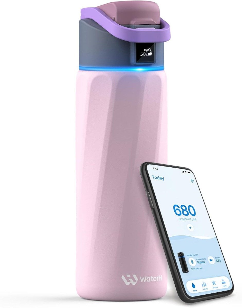 WaterH Trinkflasche Boost, LED-Touch-Display, 710 ml, Rosa