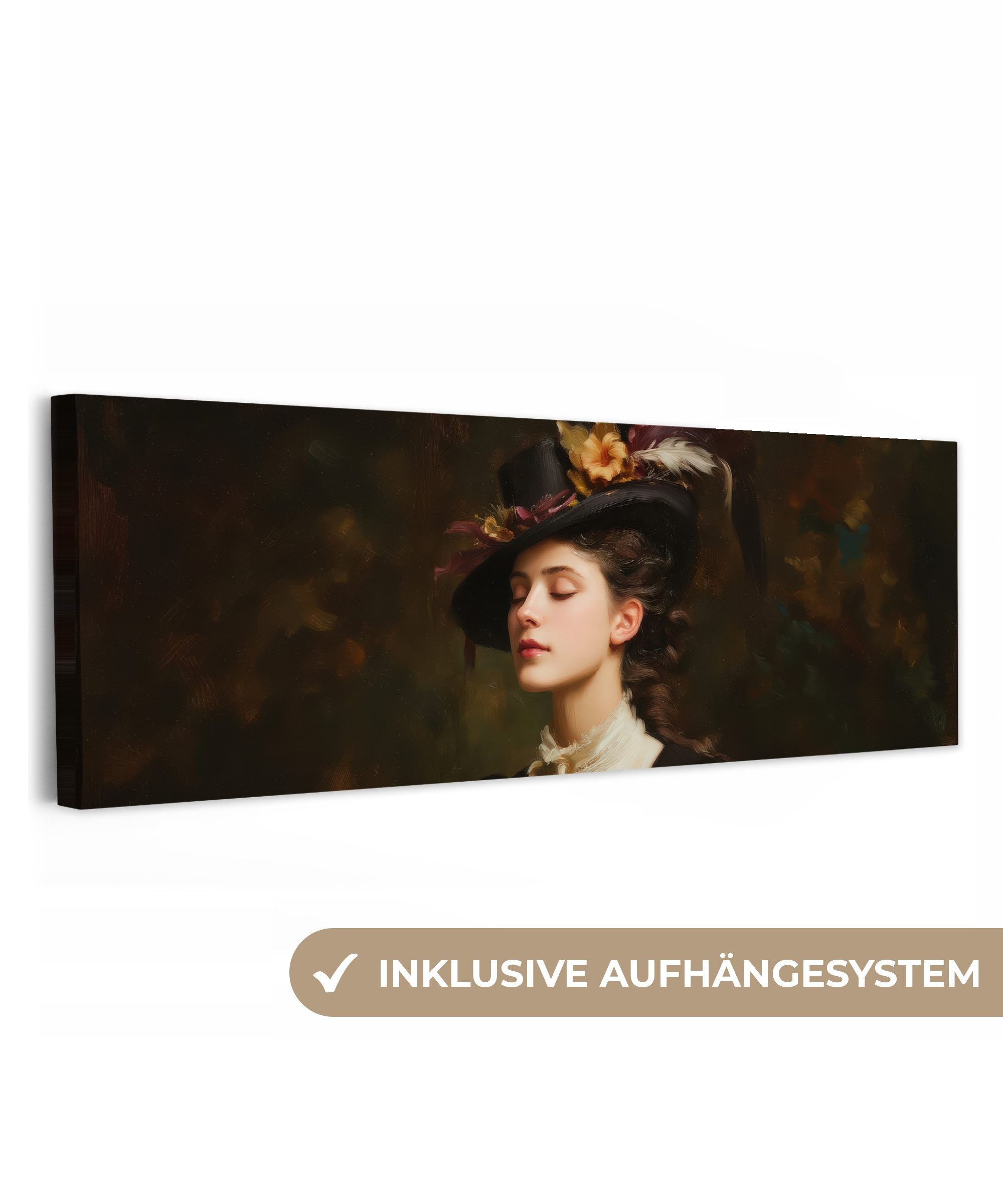 OneMillionCanvasses® Leinwandbild Panorama Frau - Viktorianisch - Porträt, Fotodruck (1 St), Wandbild, Deko Schlafzimmer Wohnzimmer Flur 60x20 cm