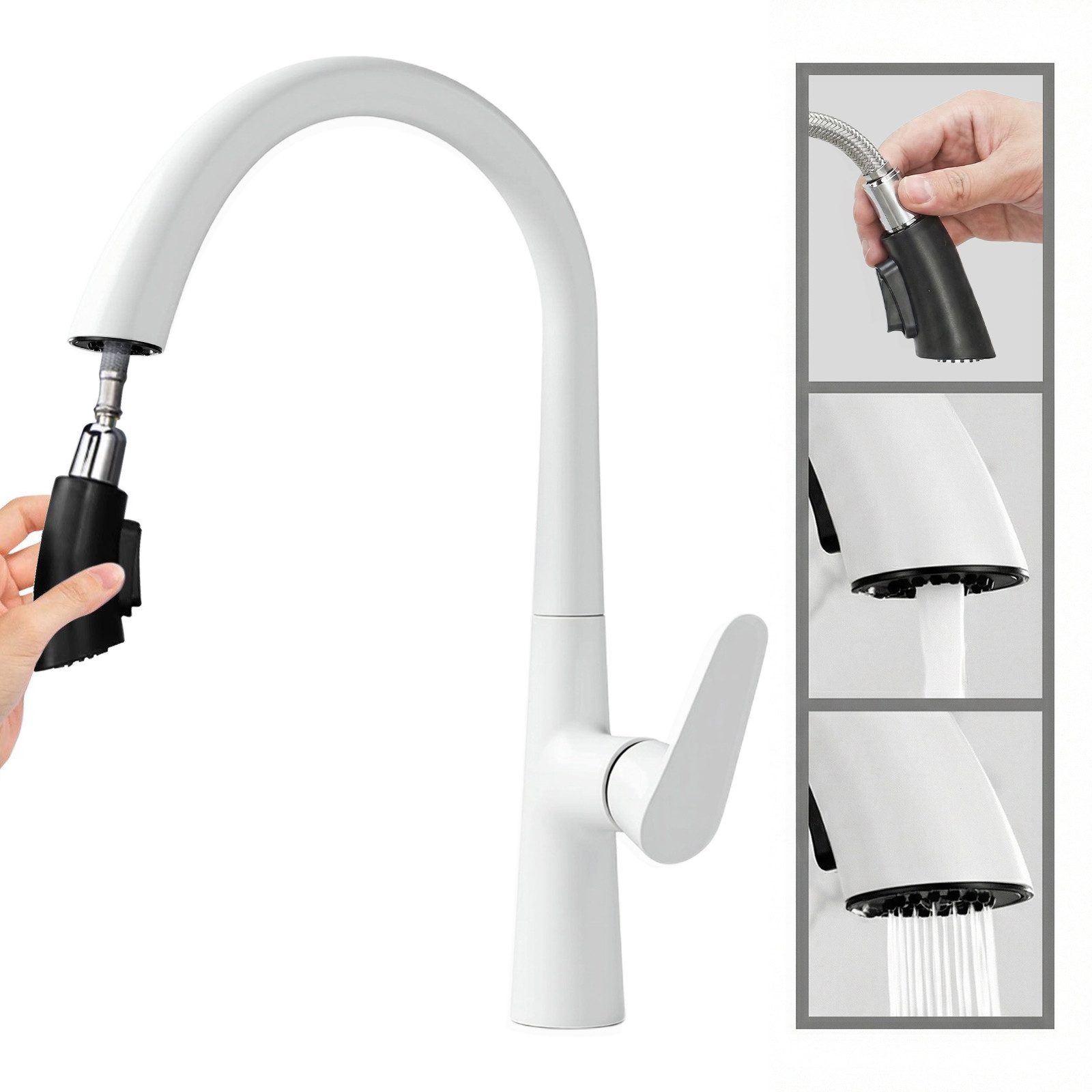 SEHAUSEU Küchenarmatur Wasserhahn Küche Bad Spültischarmatur Waschtischarmatur ausziehbar mit Ausziehbrause