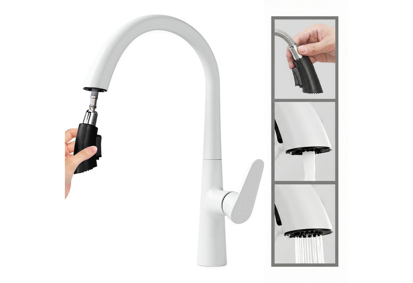 SEHAUSEU Küchenarmatur Wasserhahn Küche Bad Spültischarmatur Waschtischarmatur ausziehbar mit Ausziehbrause