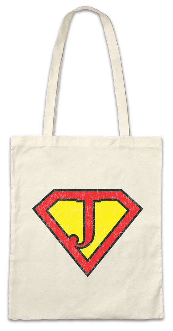 Beuteltasche Super J Stofftasche Buchstabe Initialen Vorname Nachname Man Fasching