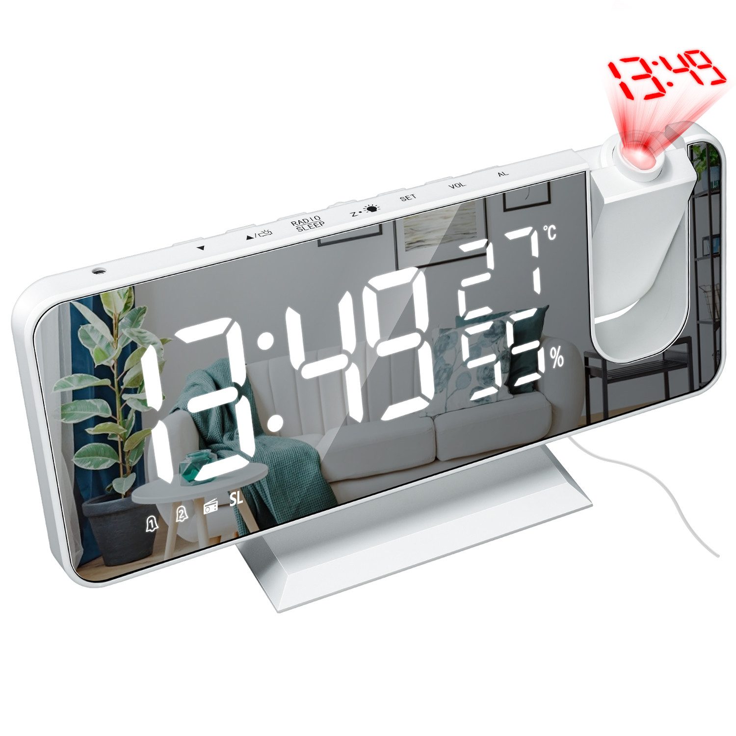 Projektionswecker Digital Wecker Radiowecker Digitalwecker Projektion LED Alarm Radio
