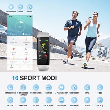 LEBEXY Smartwatch (0,96 Zoll, Android, iOS), mit IP68 Wasserdichtigkeit Schritte, Kalorien, und Schlaf im Blick