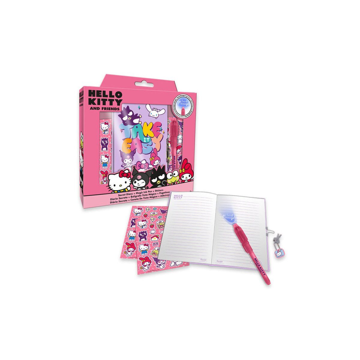 Hello Kitty Kreativset Hello Kitty Friends Tagebuch + Magischer Stift Set für Kinder