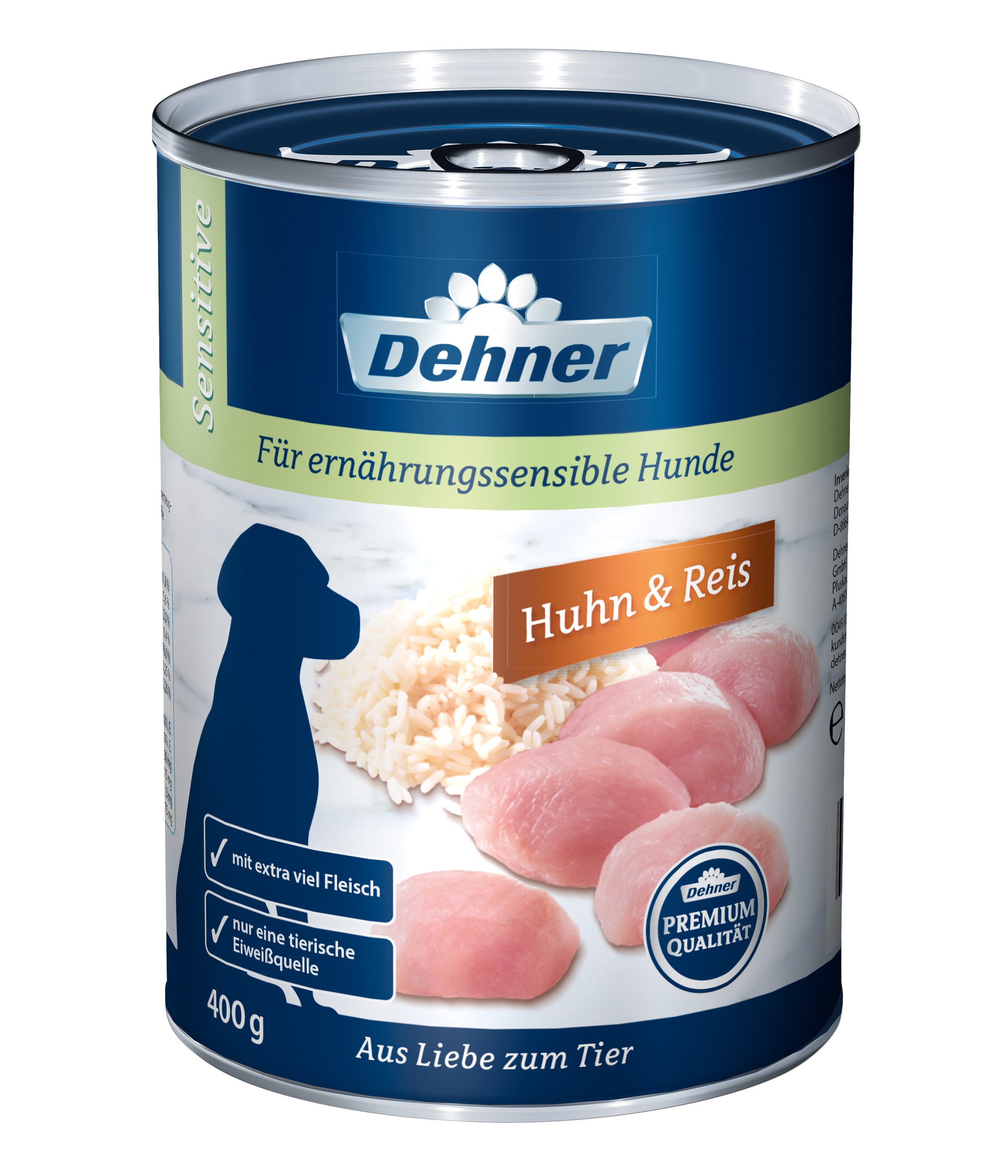 Dehner Premium Sensitive, versch. Sorten, 6 x 400 g / 800 g Dose, zuckerfrei, Nassfutter für: Hunde, Nassfutter für ausgewachsene, ernährungssensible Hunde